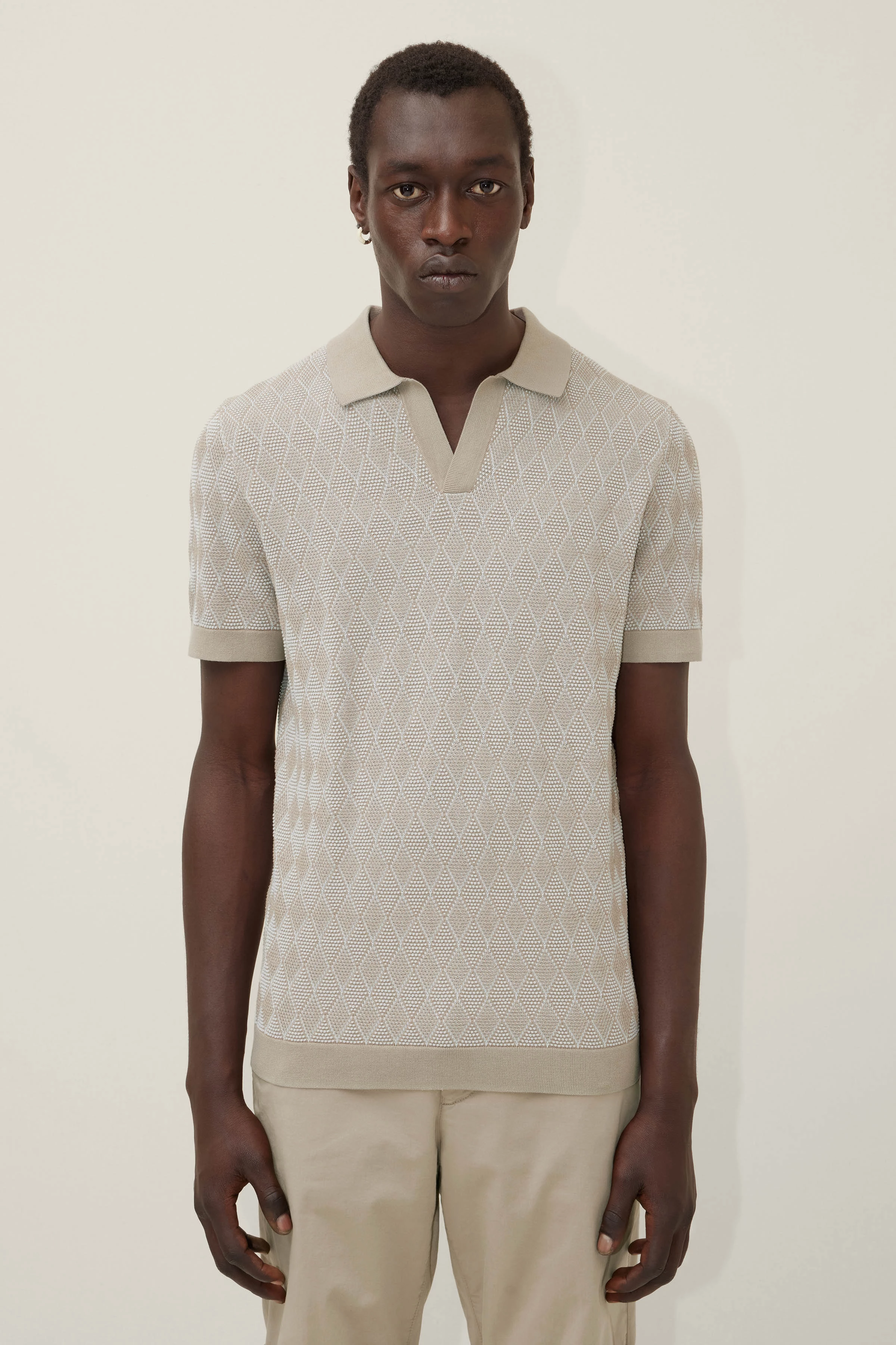 BRAIAN - jaquard knit polo - men - brown - Frontansicht