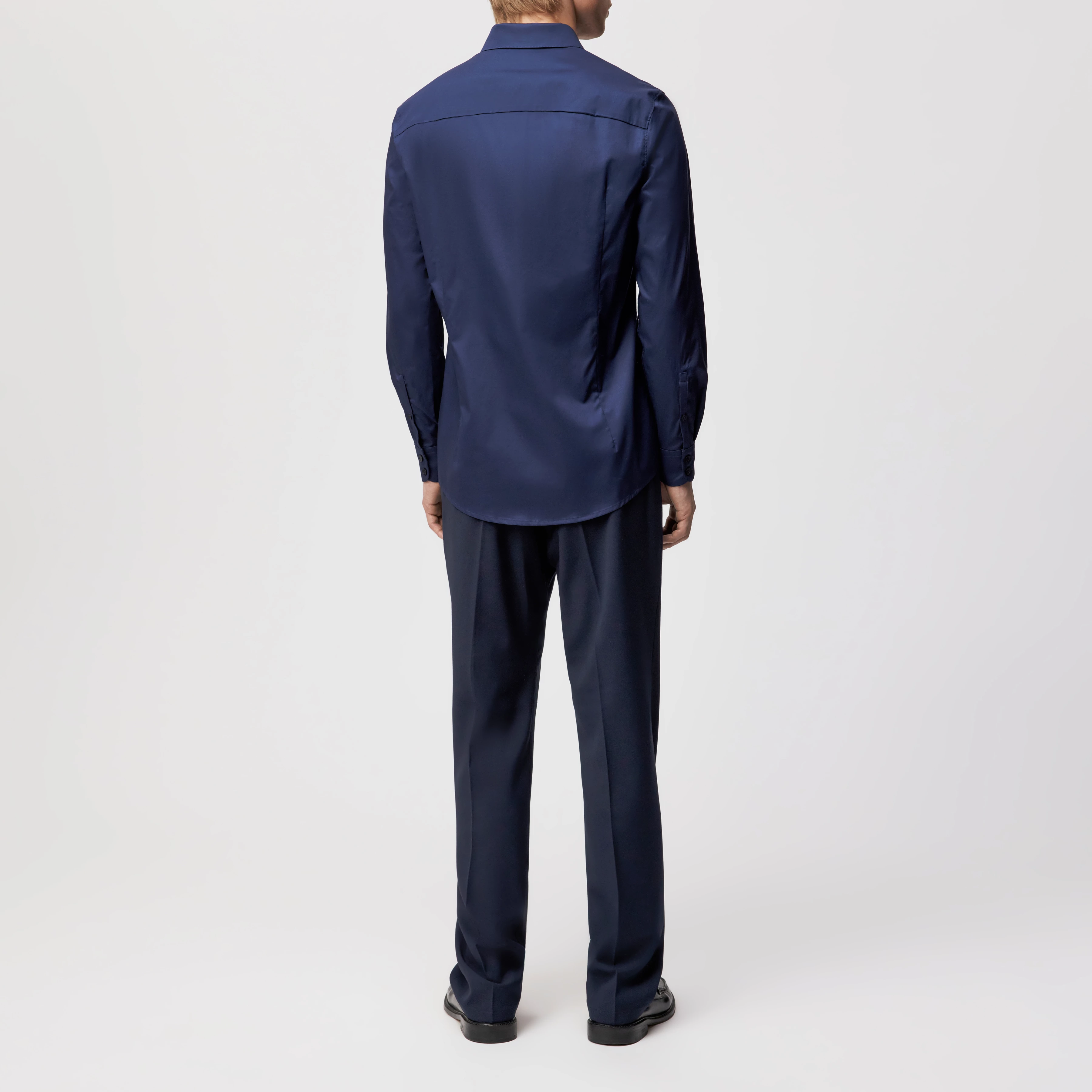 DANEEL - Classic Fit Hemd in Baumwoll-Satin - Herren - blau - Rückansicht