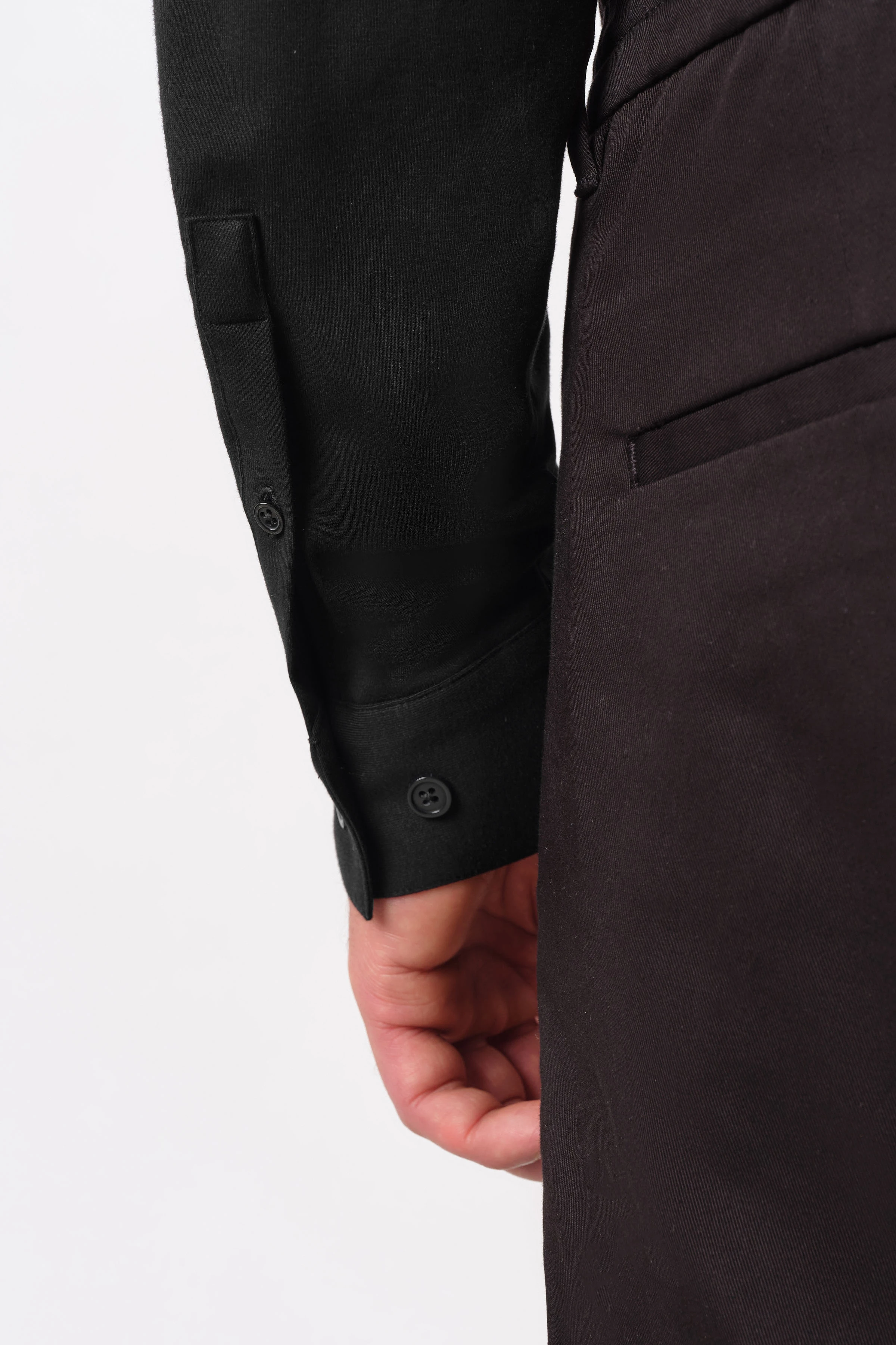 TIO - slim fit shirt in stretch cotton - men - Natural Aluminium - Seitenansicht