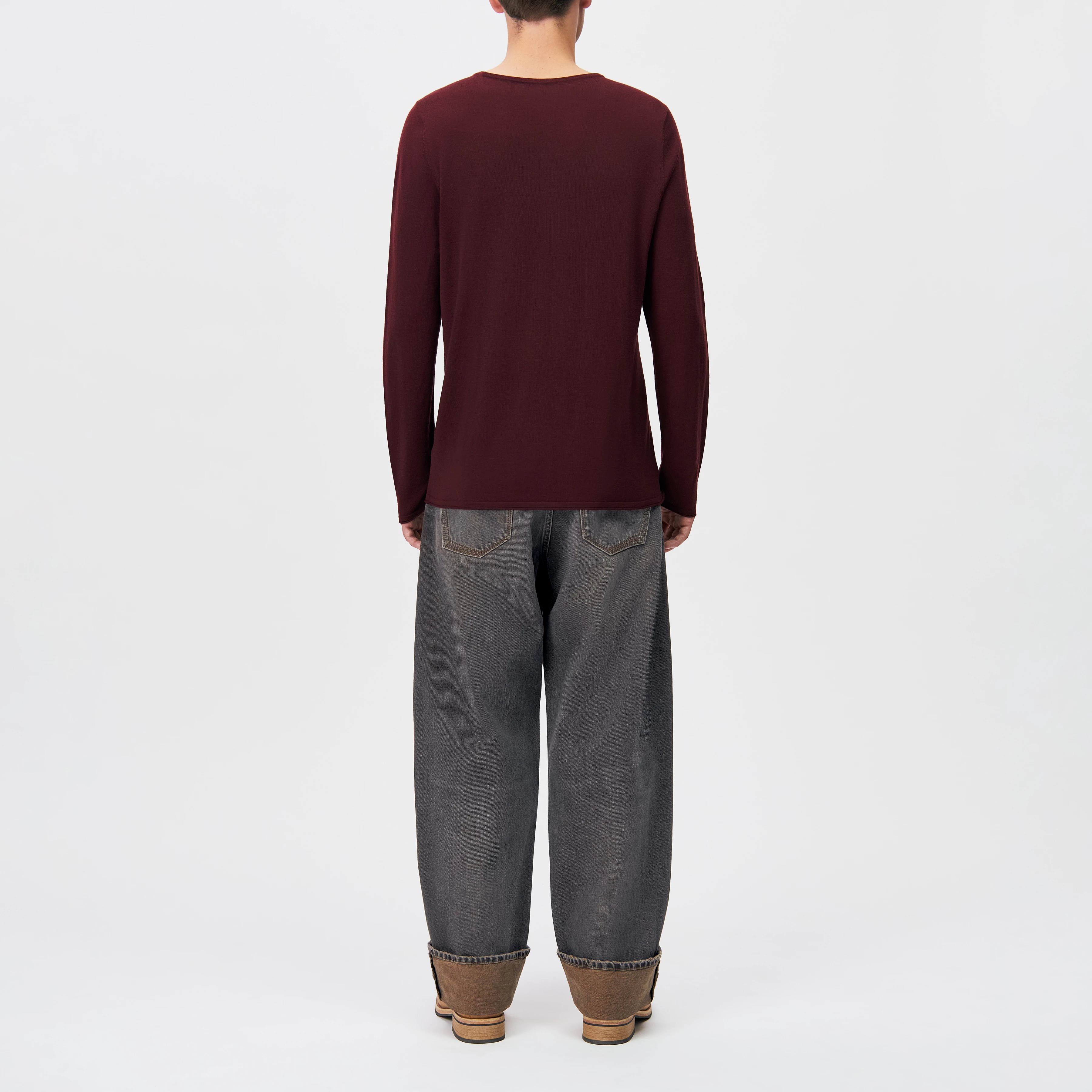 RIKONO - Fine merino wool knitted jumper - men - red - Rückansicht