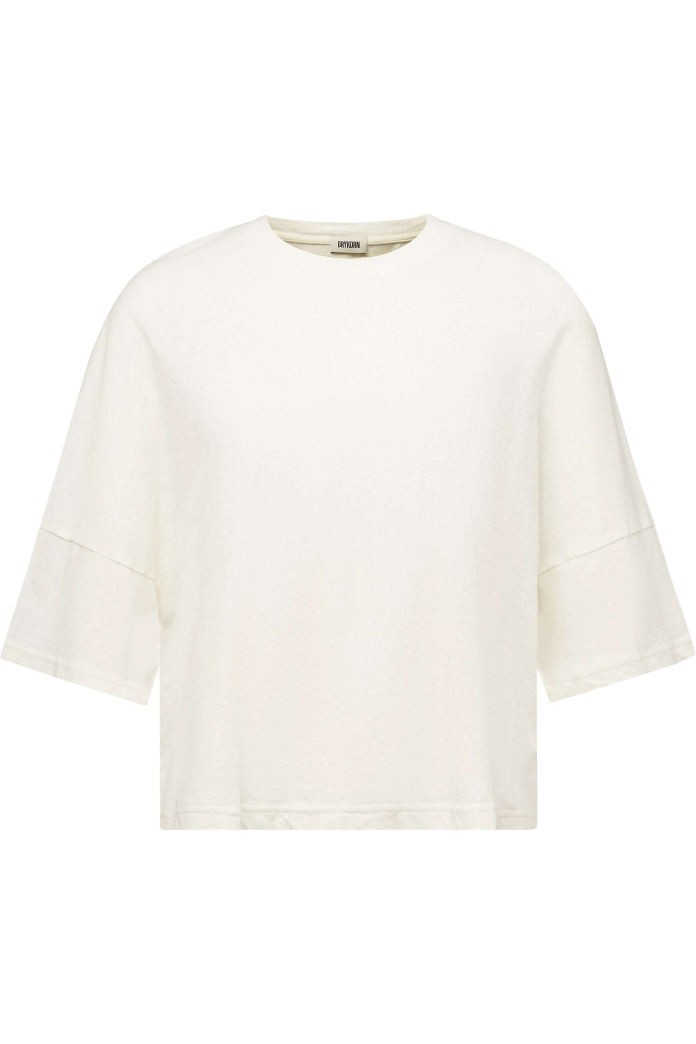 FIONNA - T-shirt with flounce in linen-cotton blend - women - off white - Freisteller Frontansicht
