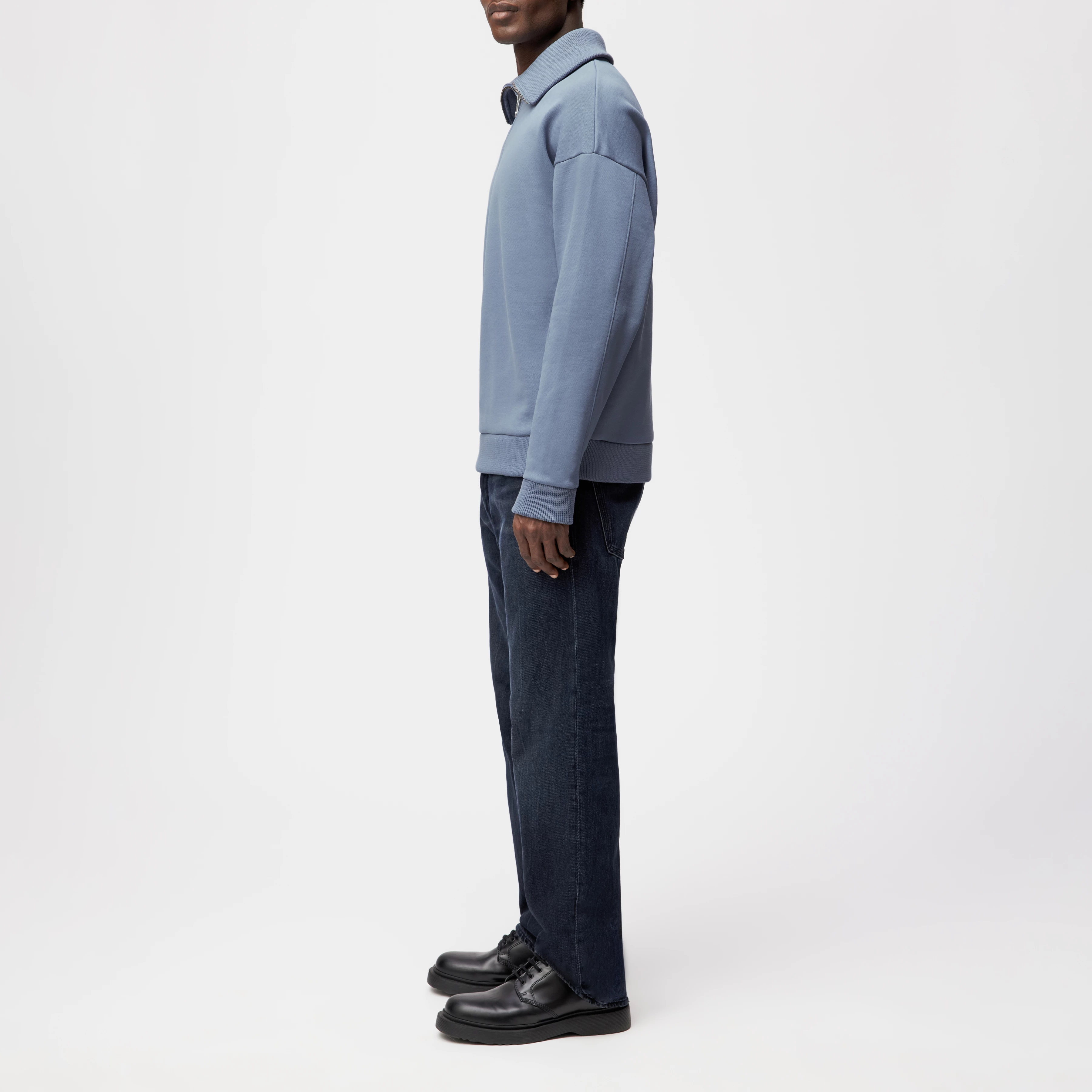 KAILEP_D - Troyer sweatshirt with half zip in French terry - men - blue - Seitenansicht