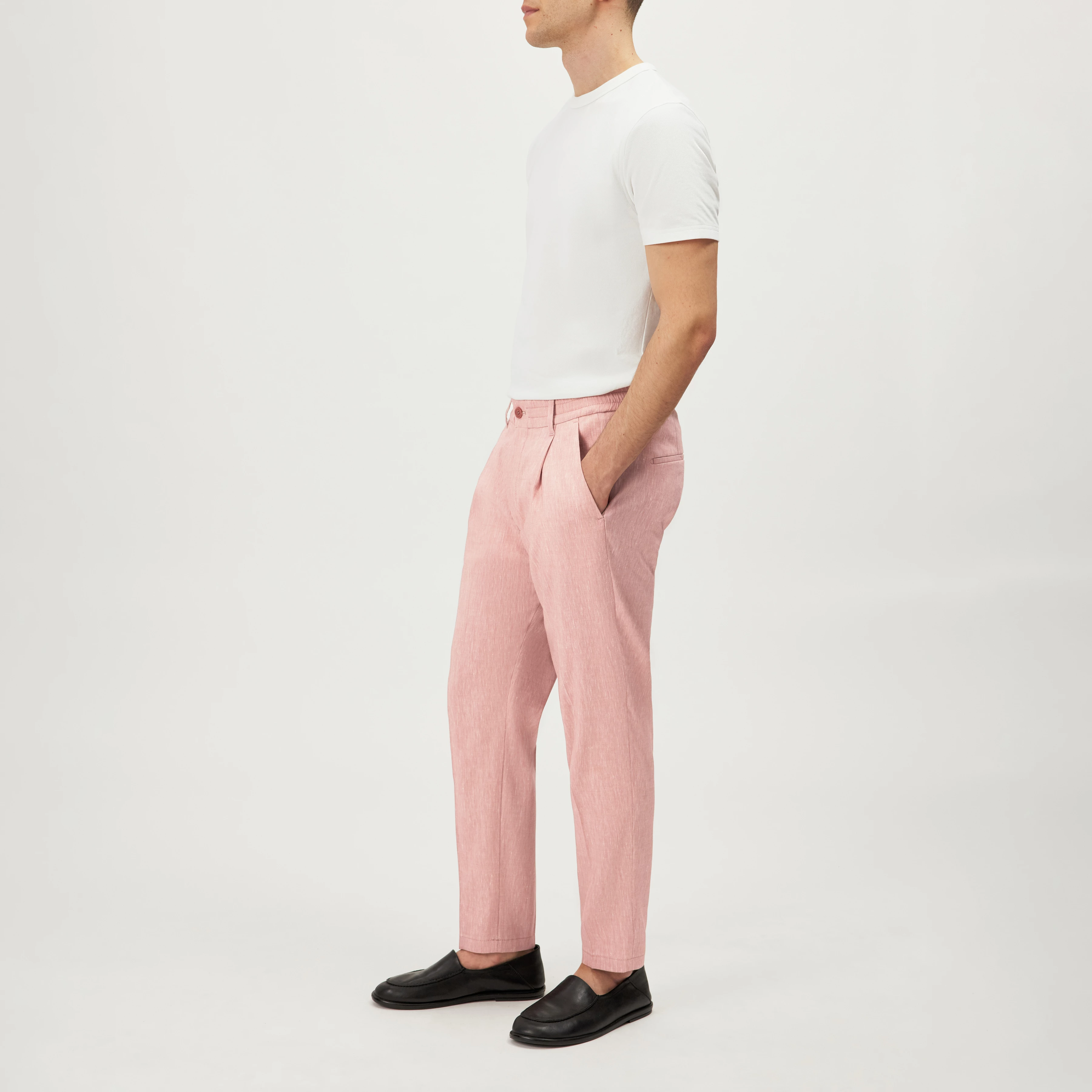 CHASY - Casual bukser med læg i hørmix - men - orange - Seitenansicht