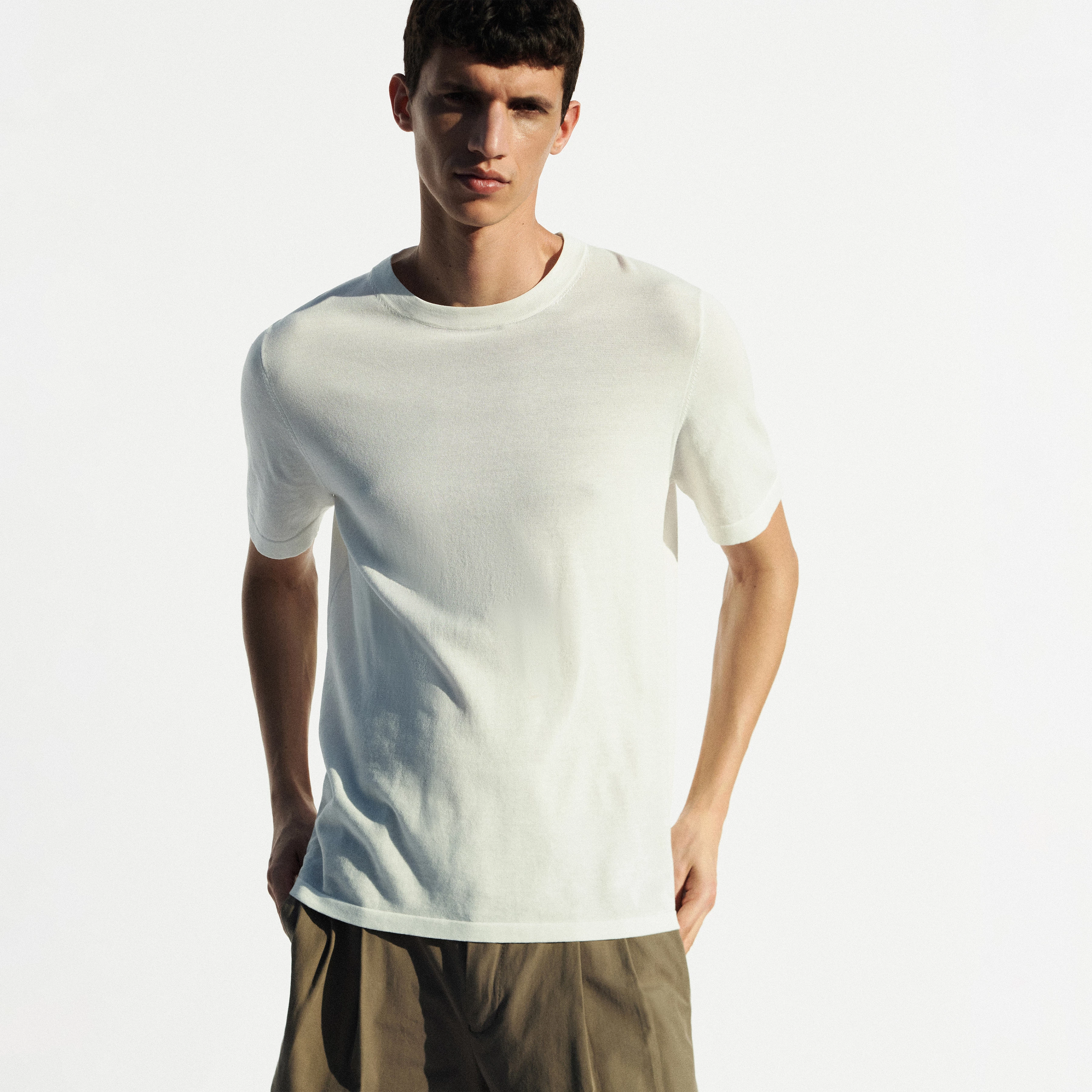 VALENTIN - T-shirt in mercerised cotton - men - off white