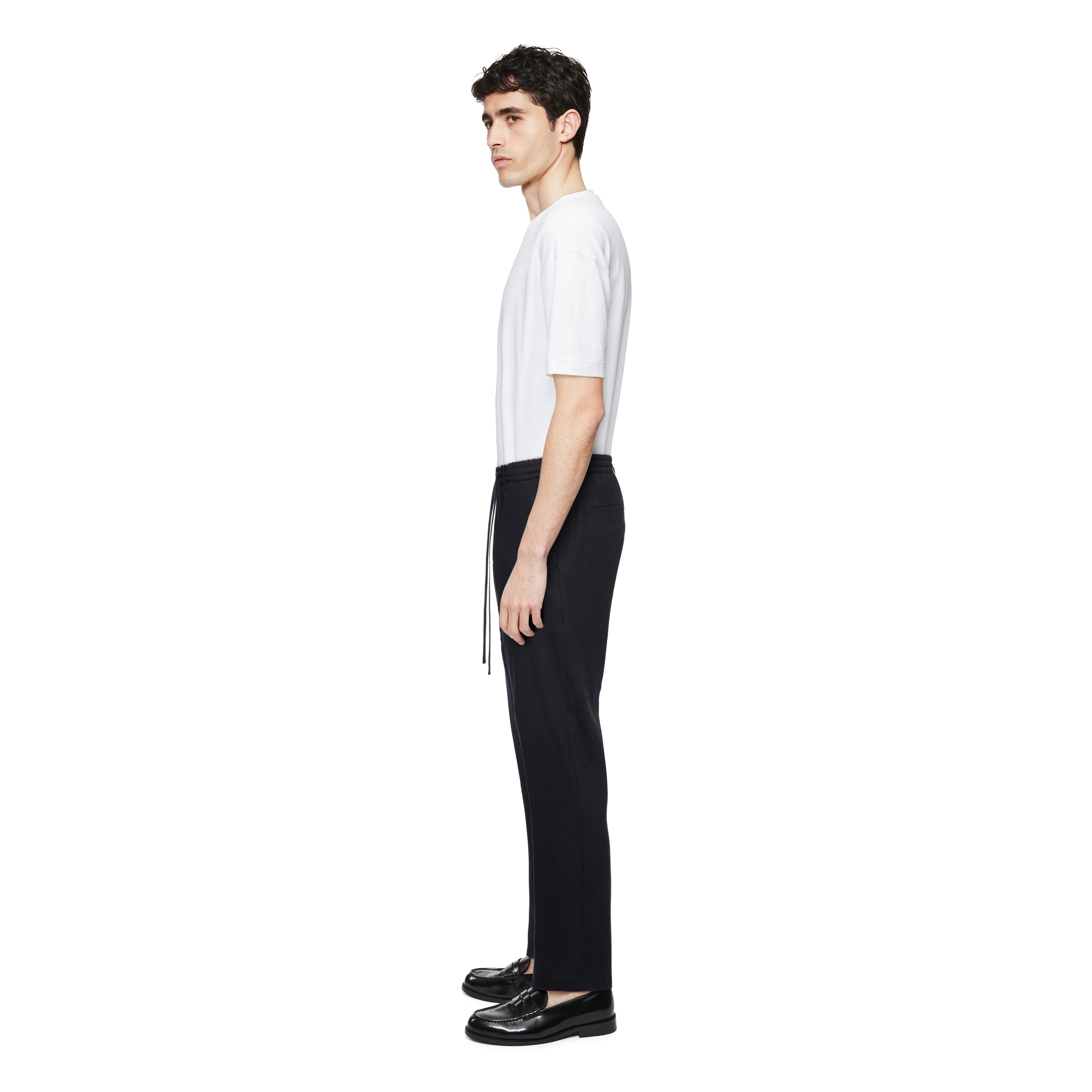 DEGER - Sweatpants with drawstring waist in blended linen - men - Natural Aluminium - Seitenansicht