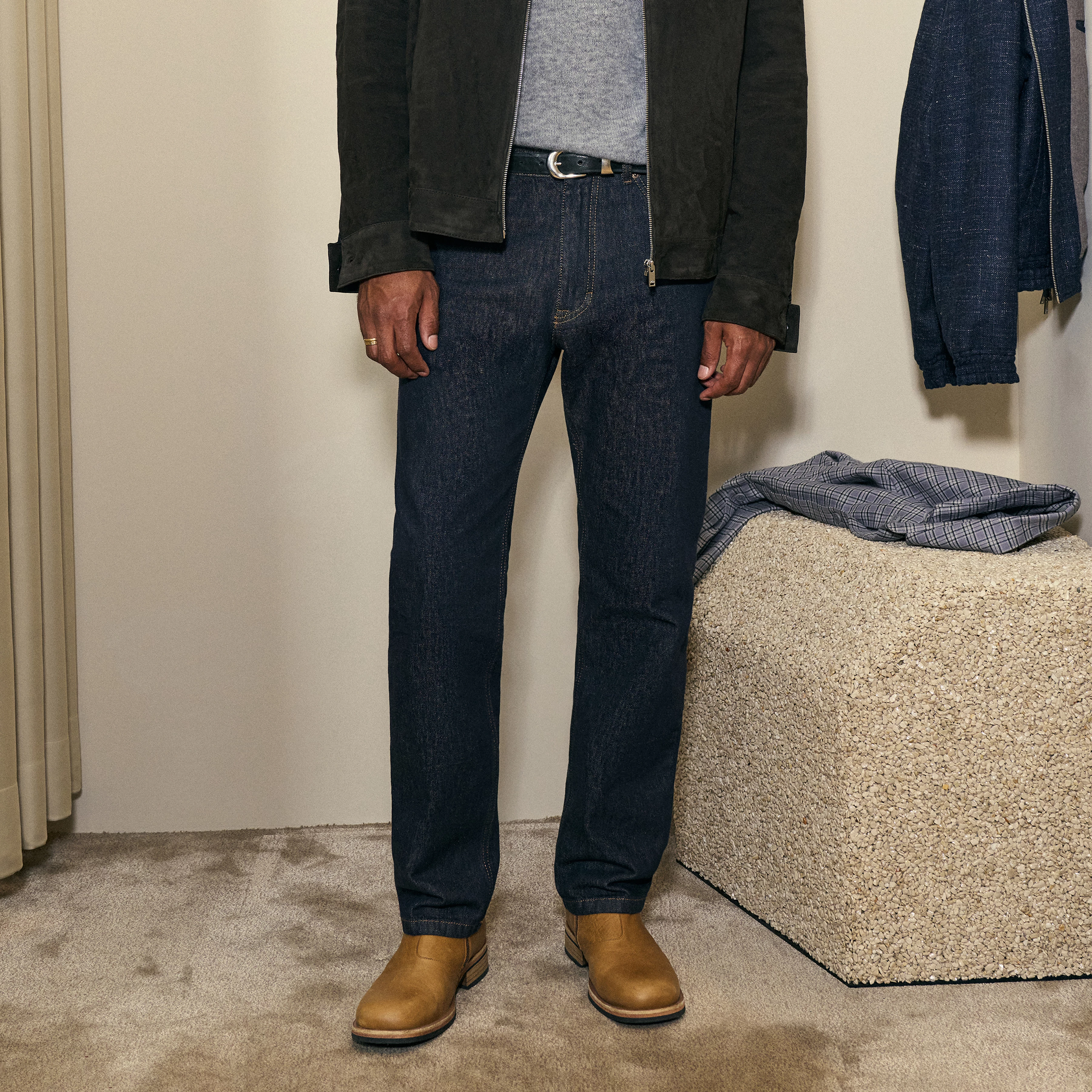 HIGHT_2 - Relaxed fit jeans in raw denim - men - blue
