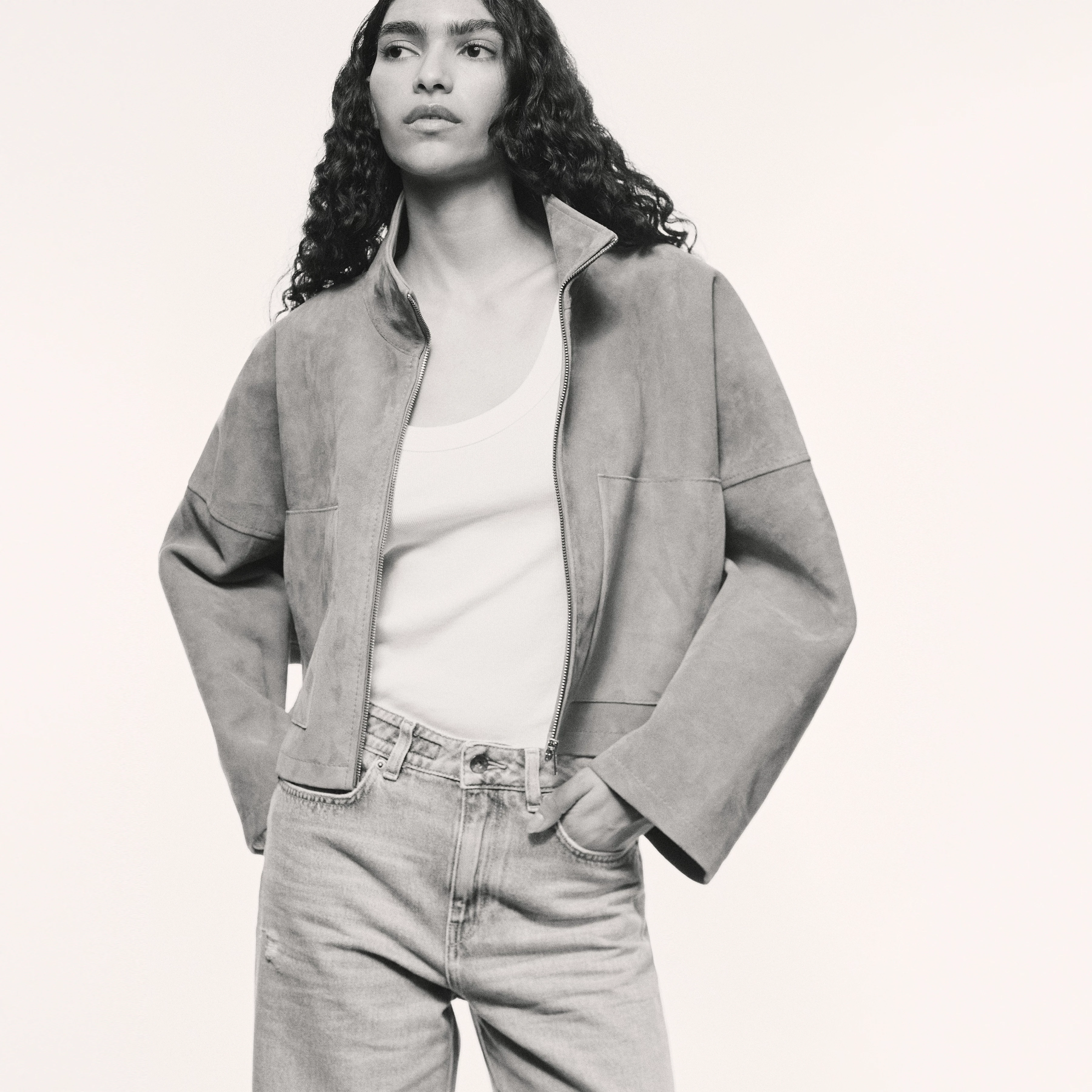 ELSTOW_1 - Oversized jacket in pure goatskin leather - women - beige