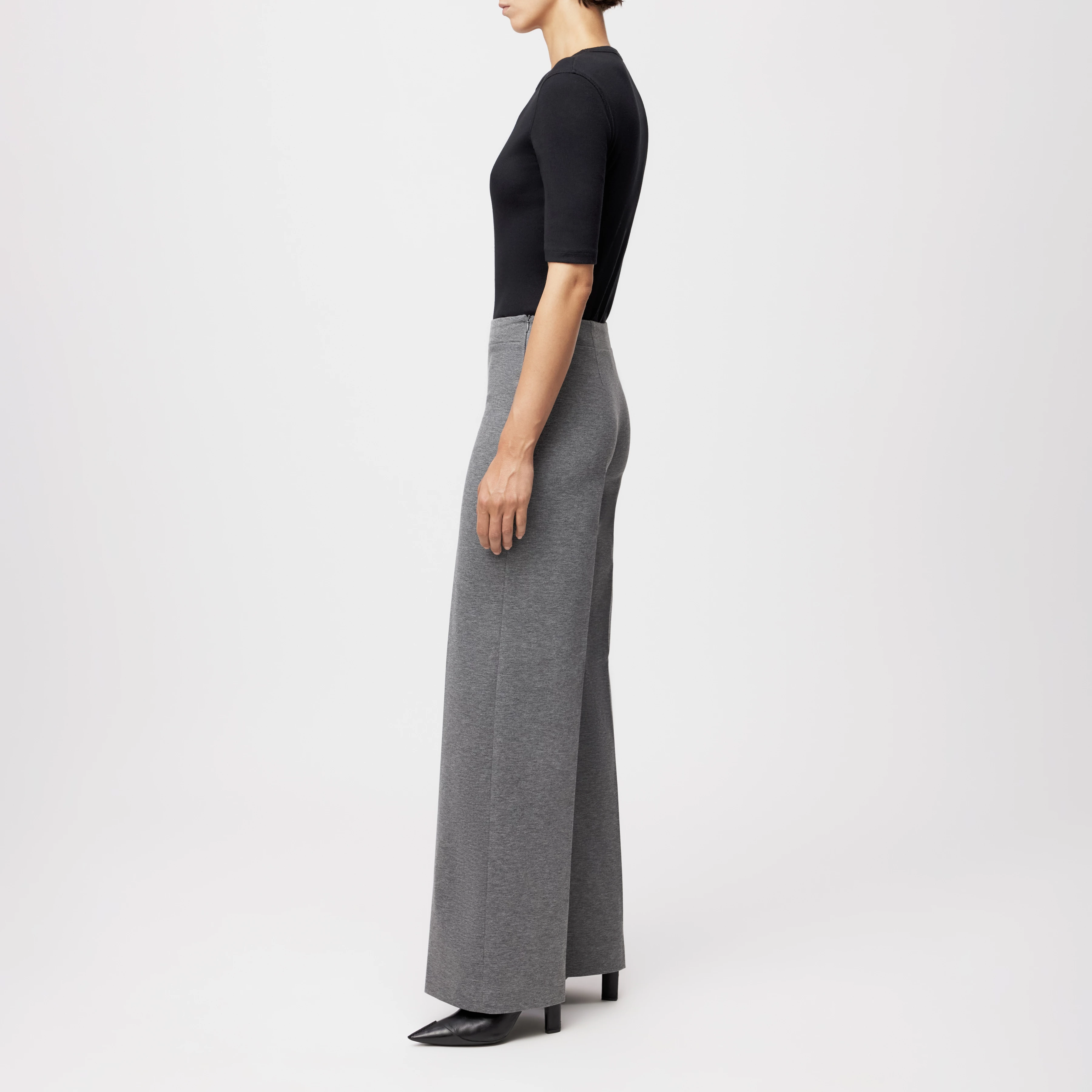 BEFORE - Marlenehose in Jersey mit Dessin - Damen - grau - Seitenansicht