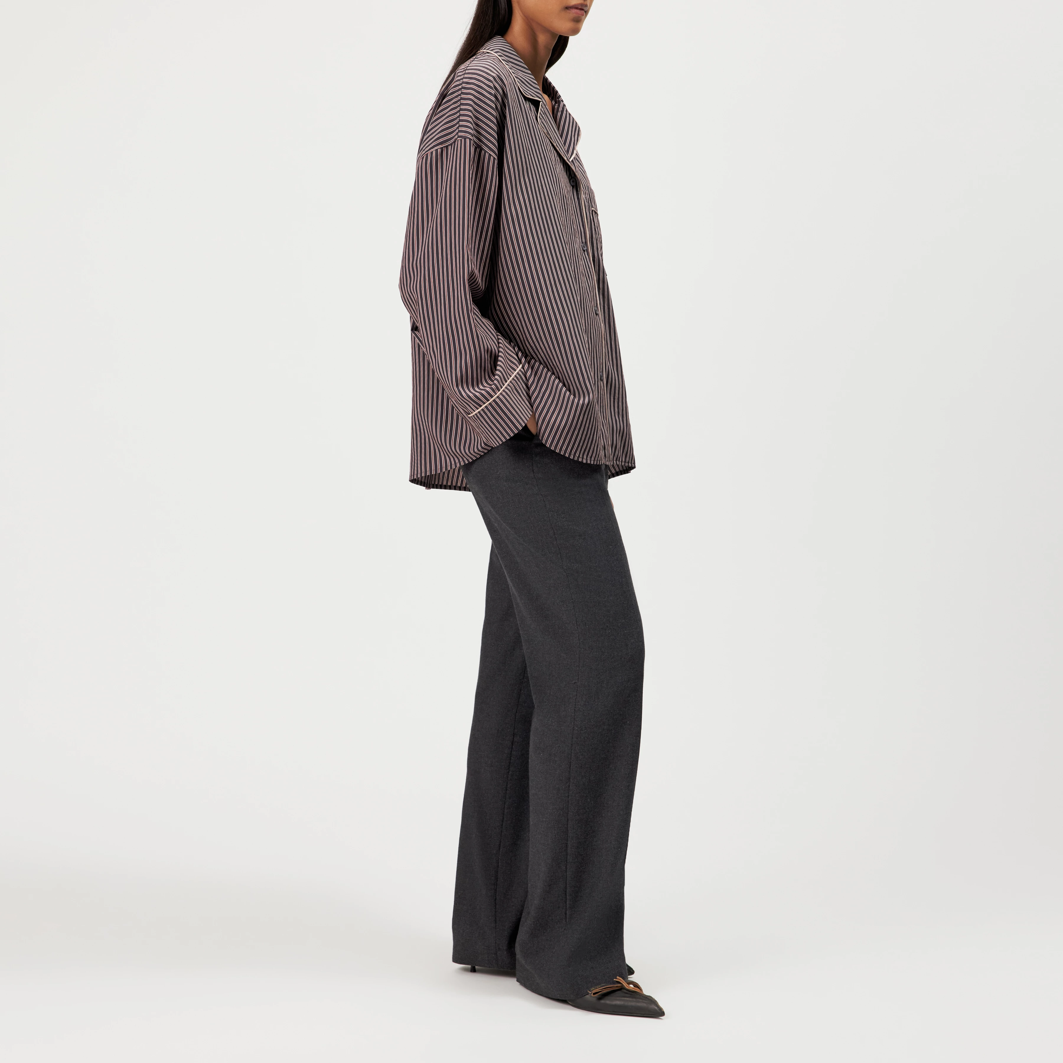 HELINA - Oversized viscose-blend shirt blouse - women - brown - Seitenansicht