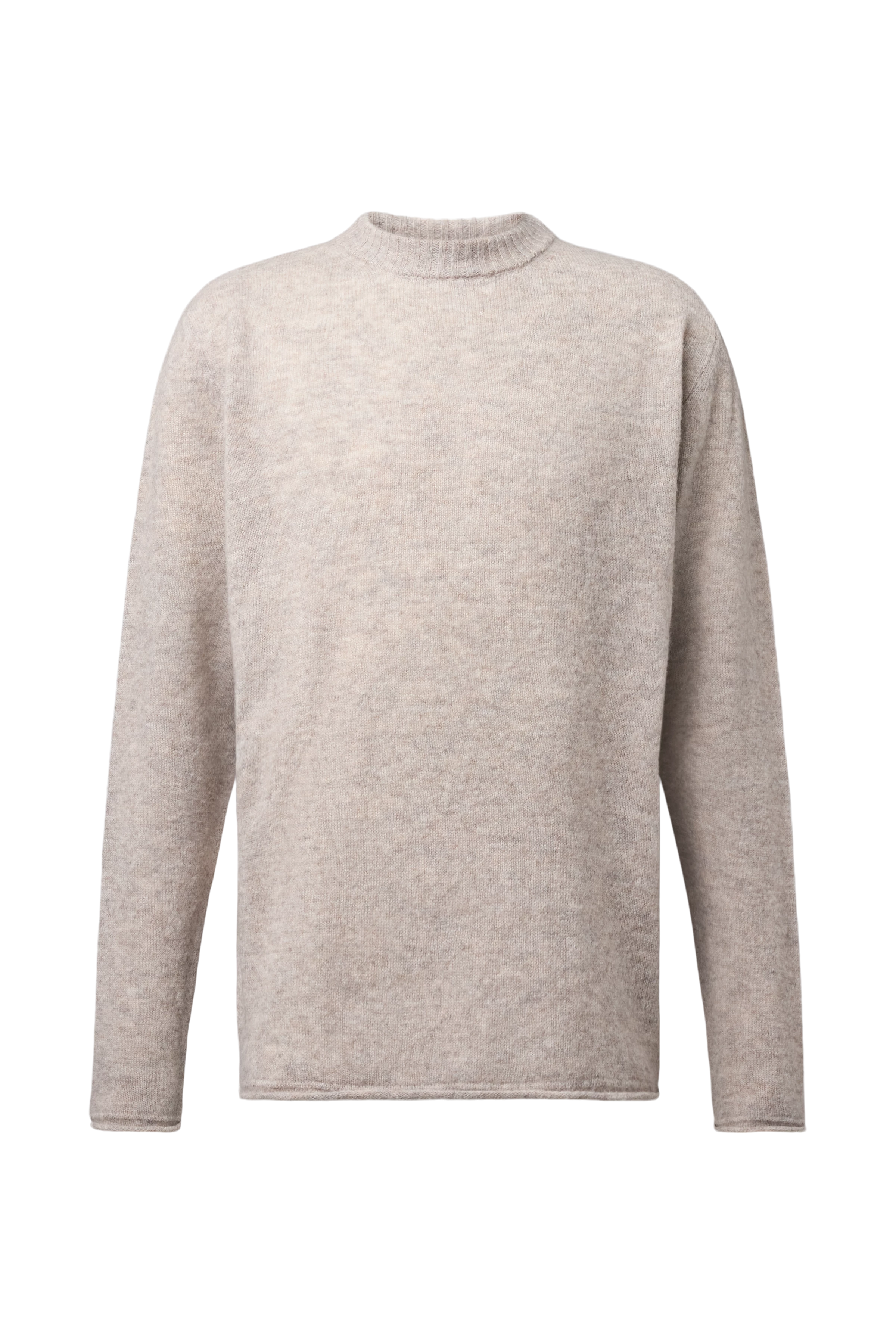 LEANDO - Round-neck jumper in wool blend - men - beige - Freisteller Frontansicht
