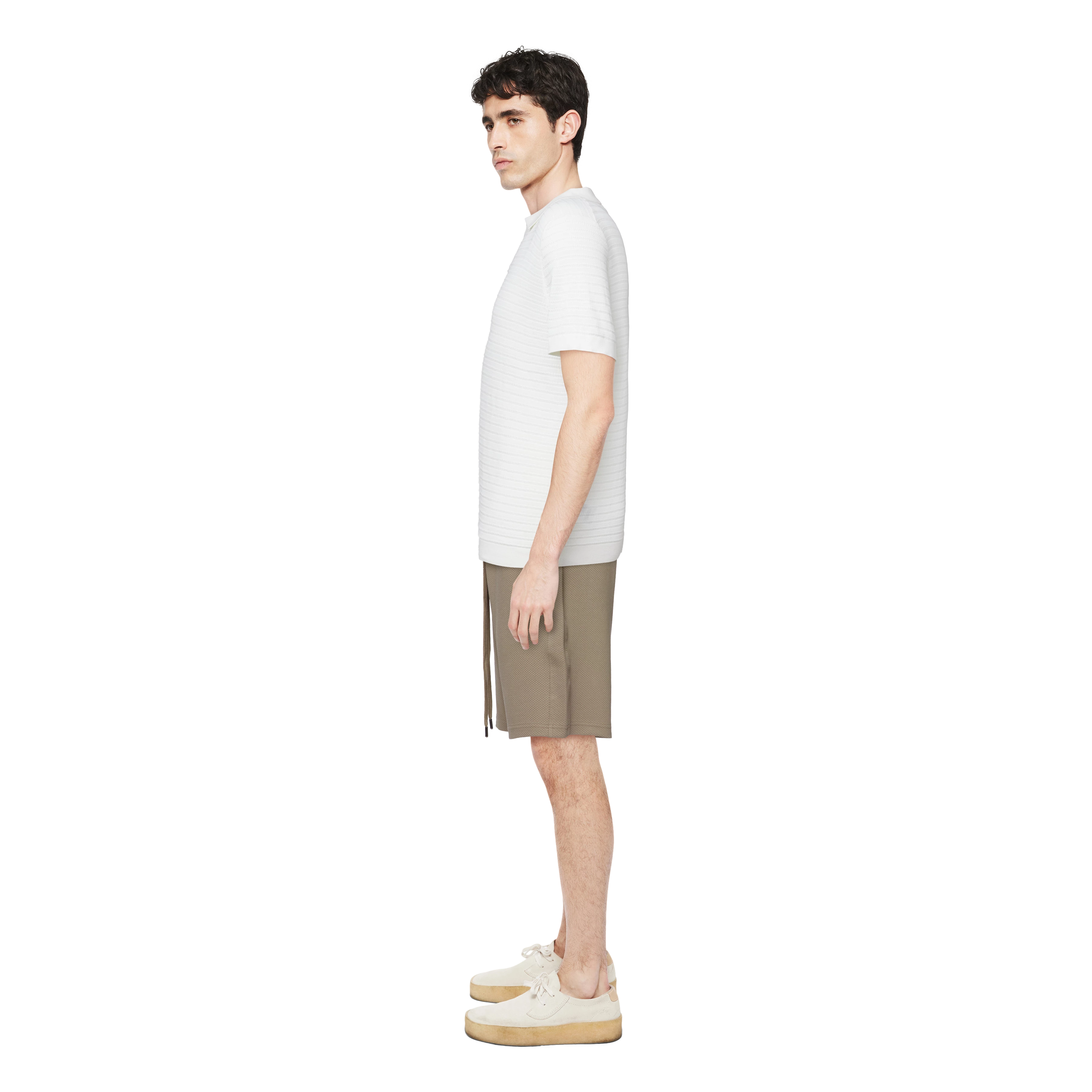 BRAIAN - Gebreide polo met structuur - heren - off white - Seitenansicht