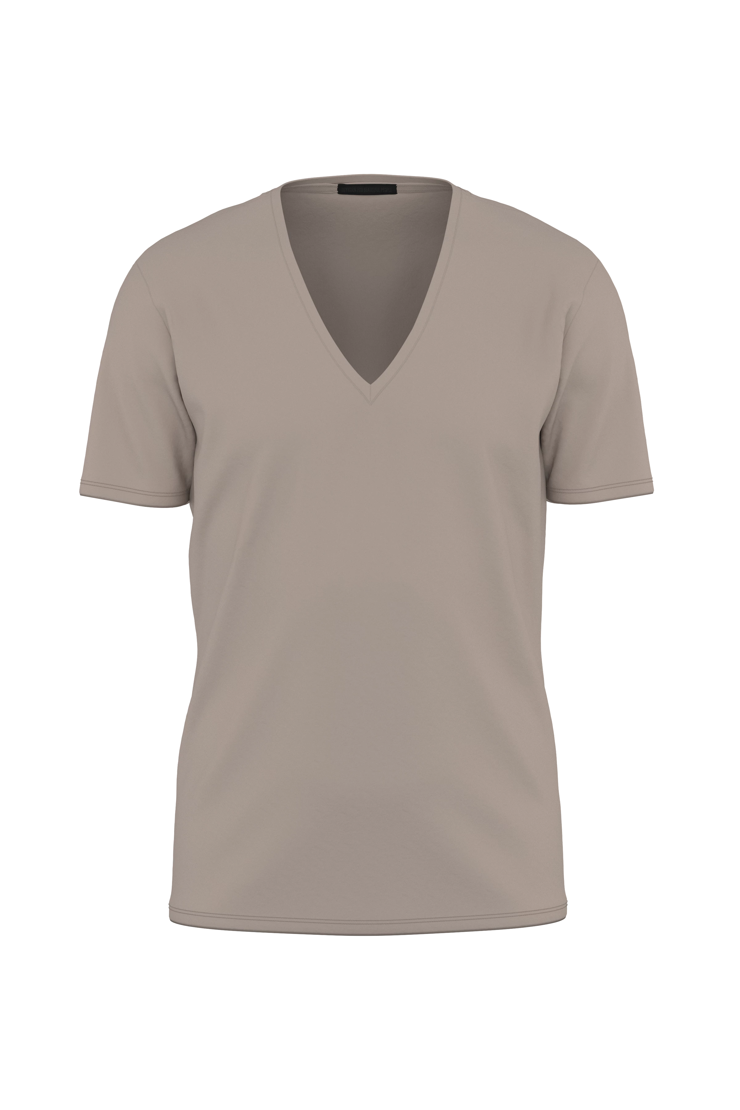 QUENTIN - body-hugging v-neck shirt in cotton - men - beige - Freisteller Frontansicht