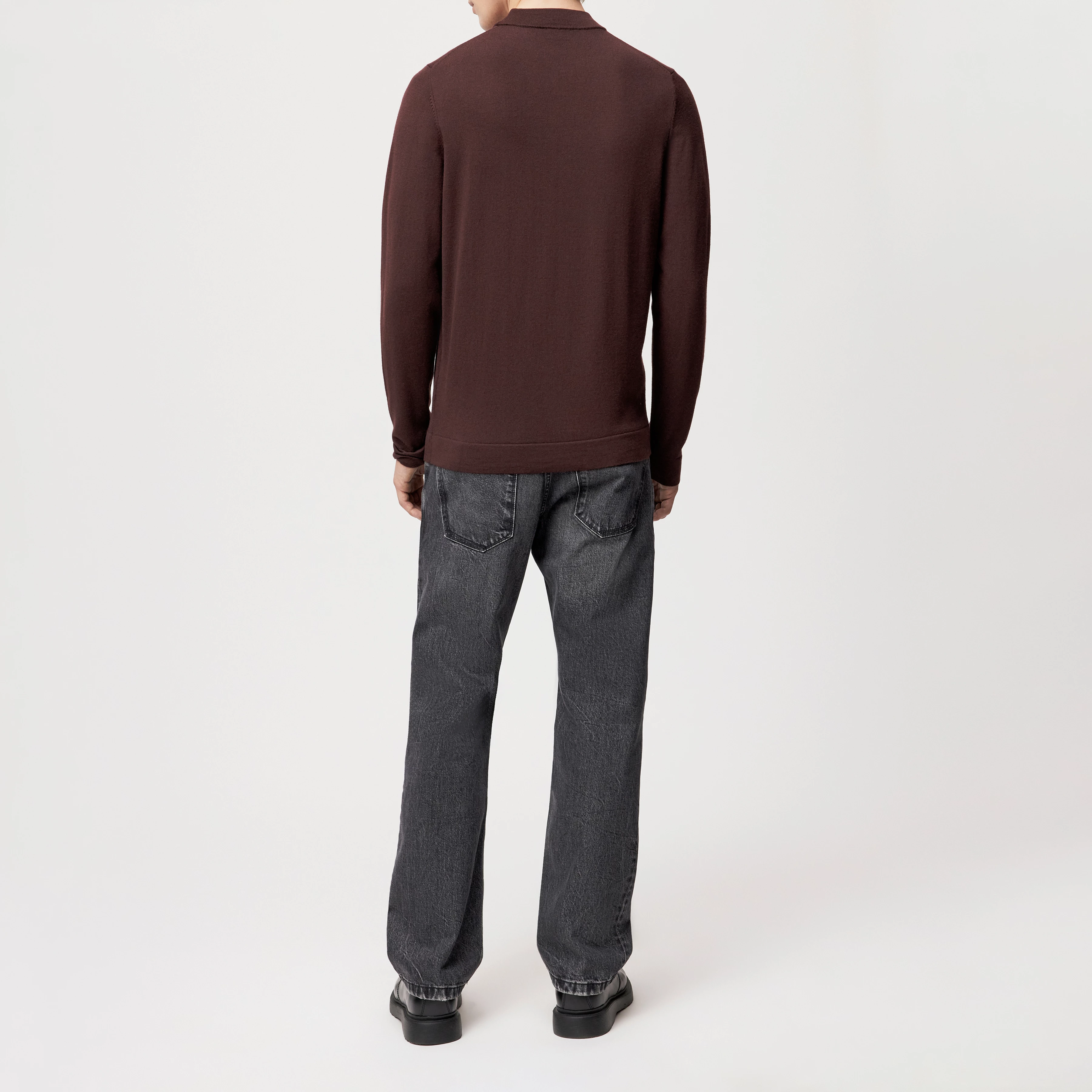 ARWON - Fitted Rollkragenpullover in 100% Merinowolle - Herren - rot - Rückansicht