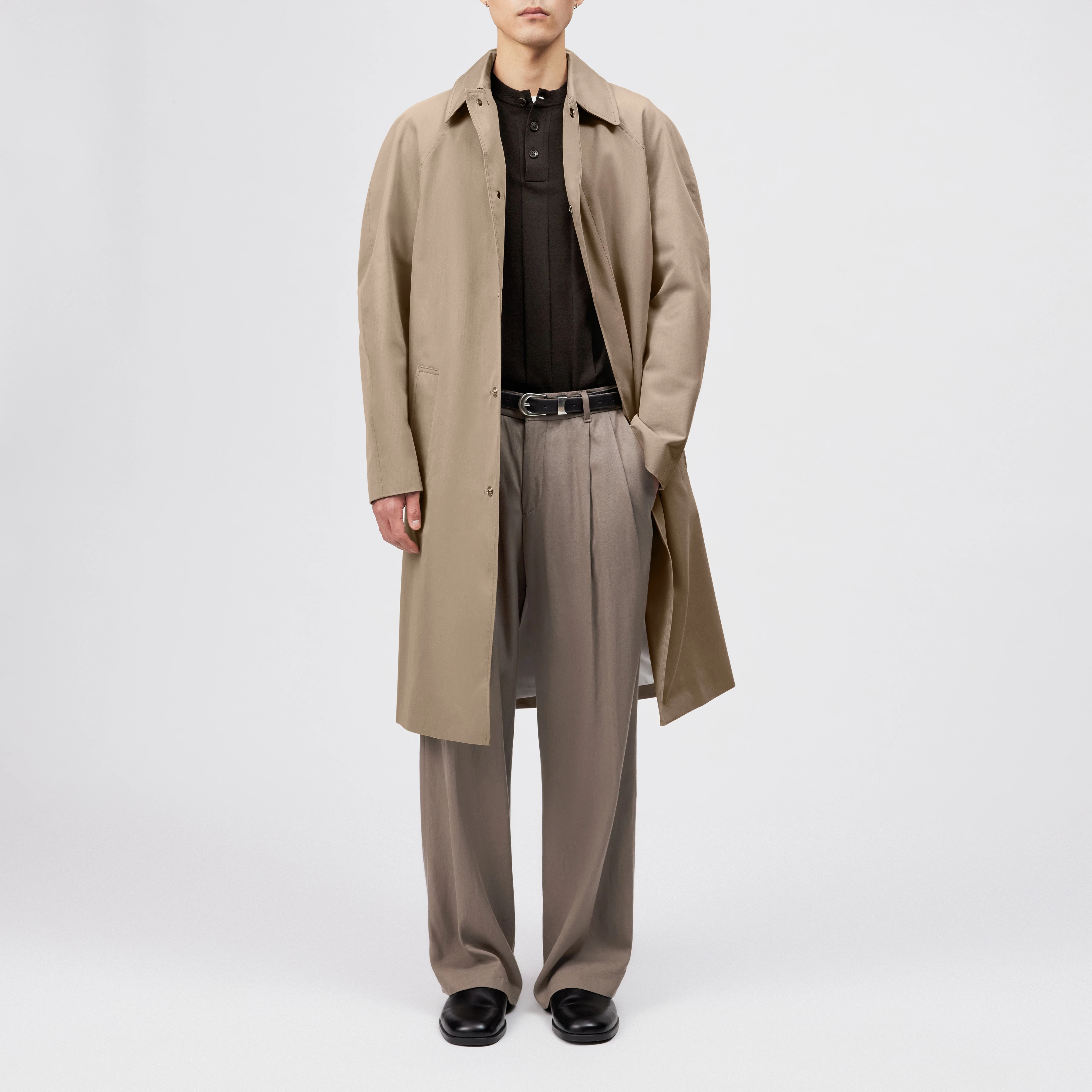 COSMANO_2 - Carcoat Gabardine Coat - men - brown - Ganzkörper-Frontansicht