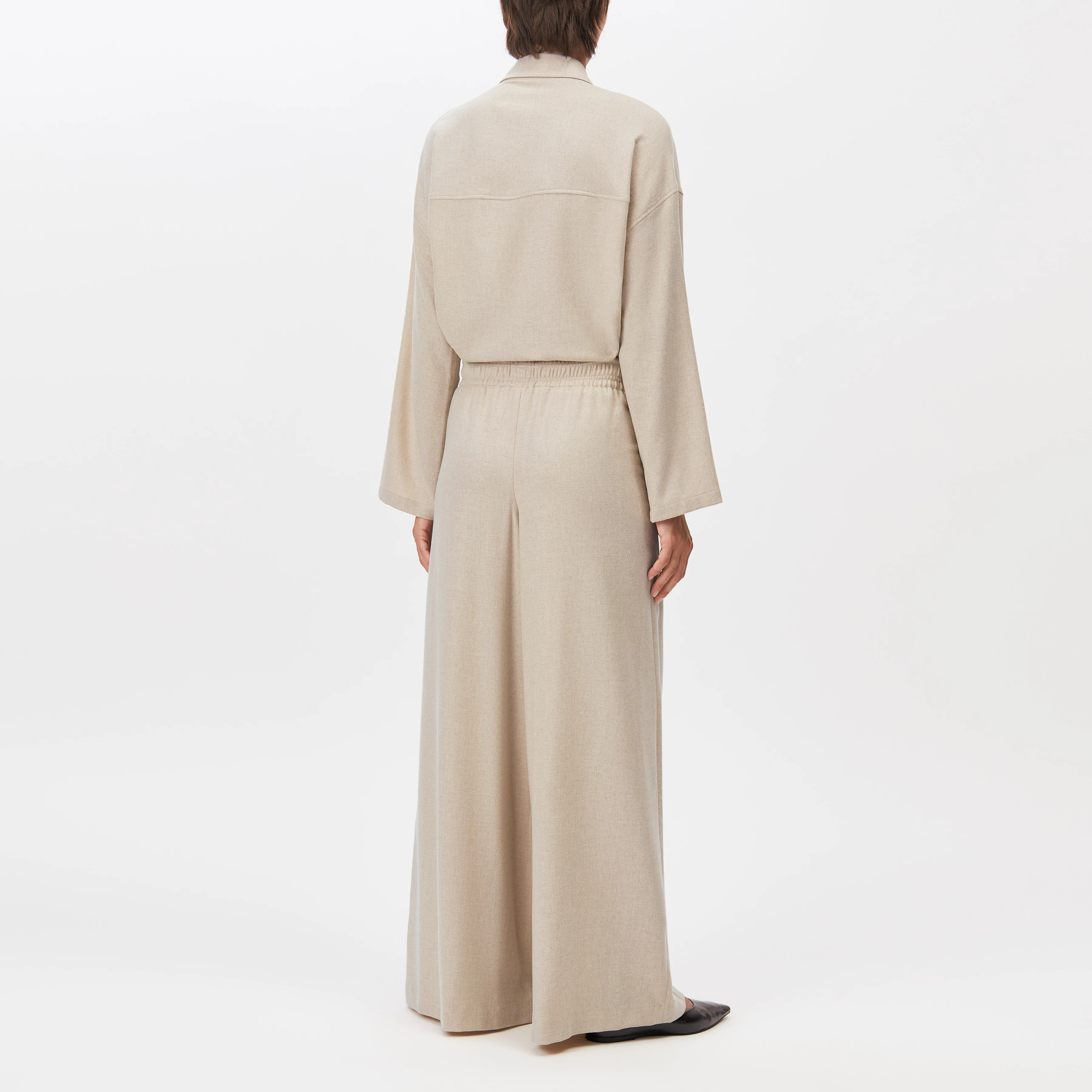 CEILING - Pantalon ample en laine mélangée - women - beige - Rückansicht