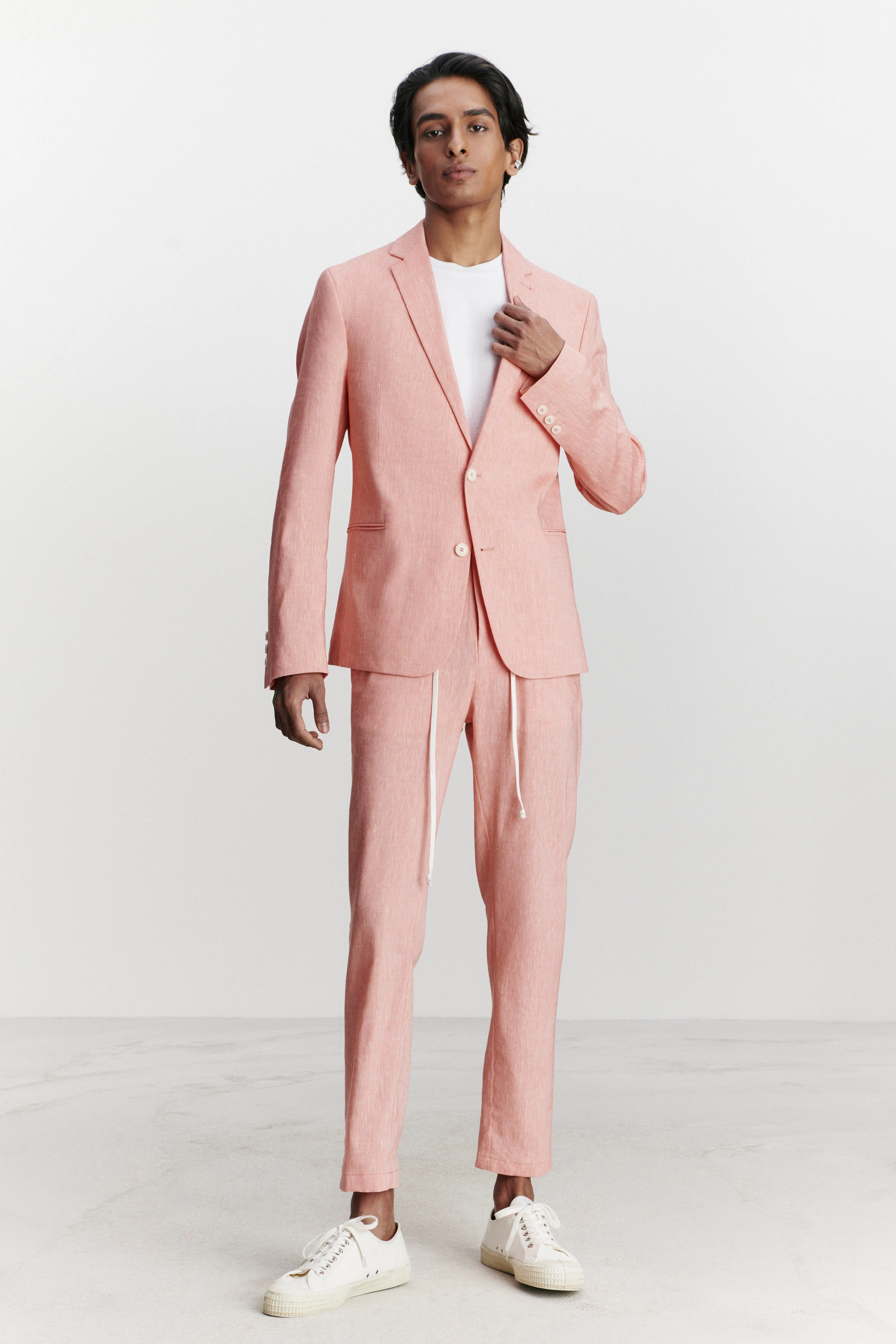 HORLEY - Slim Fit Sakko mit fallendem Revers in Leinen-Mix - Herren - orange - Ganzkörper-Frontansicht