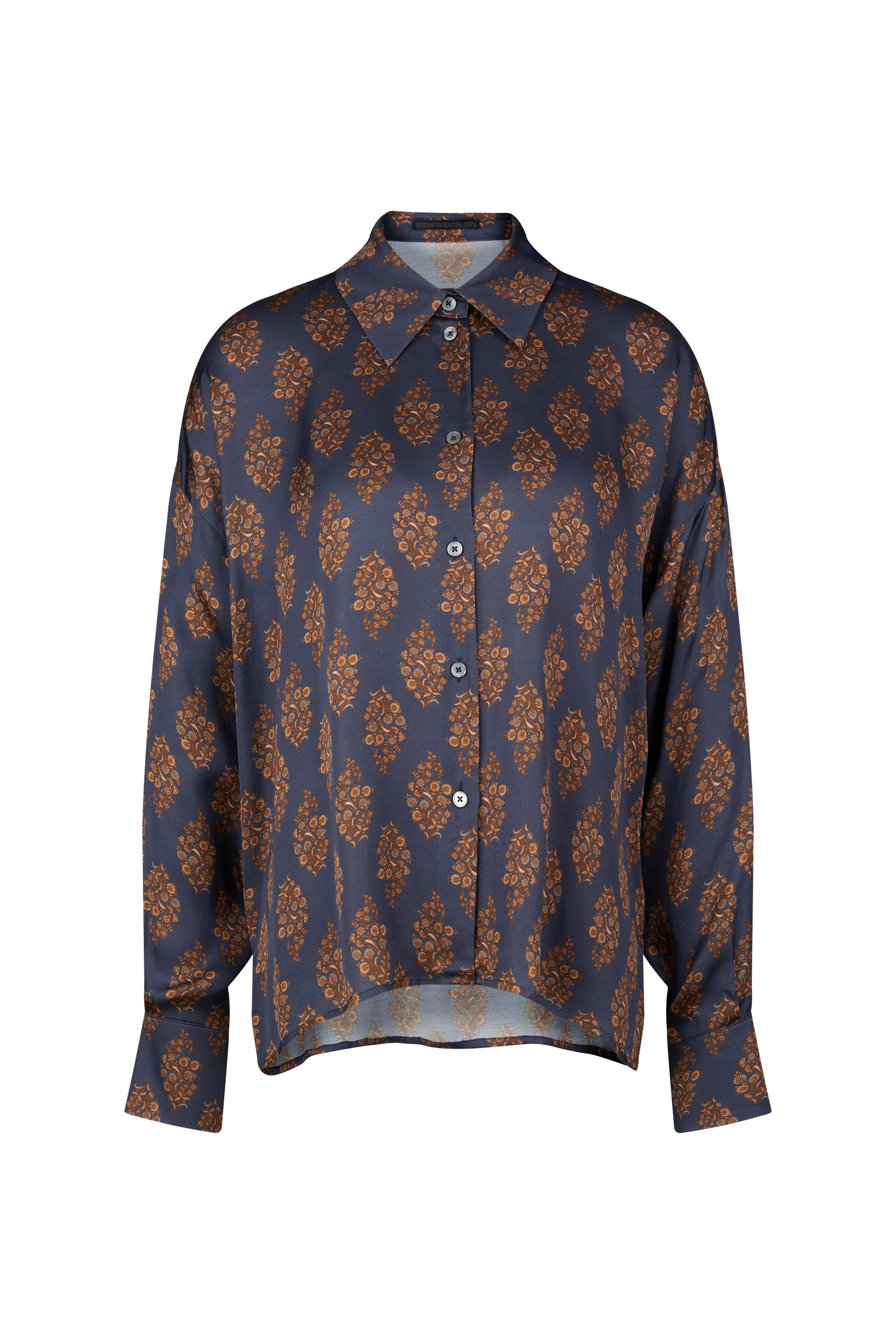 CLOELIA - viskoe satin shirt blouse - women - blue - Freisteller Frontansicht