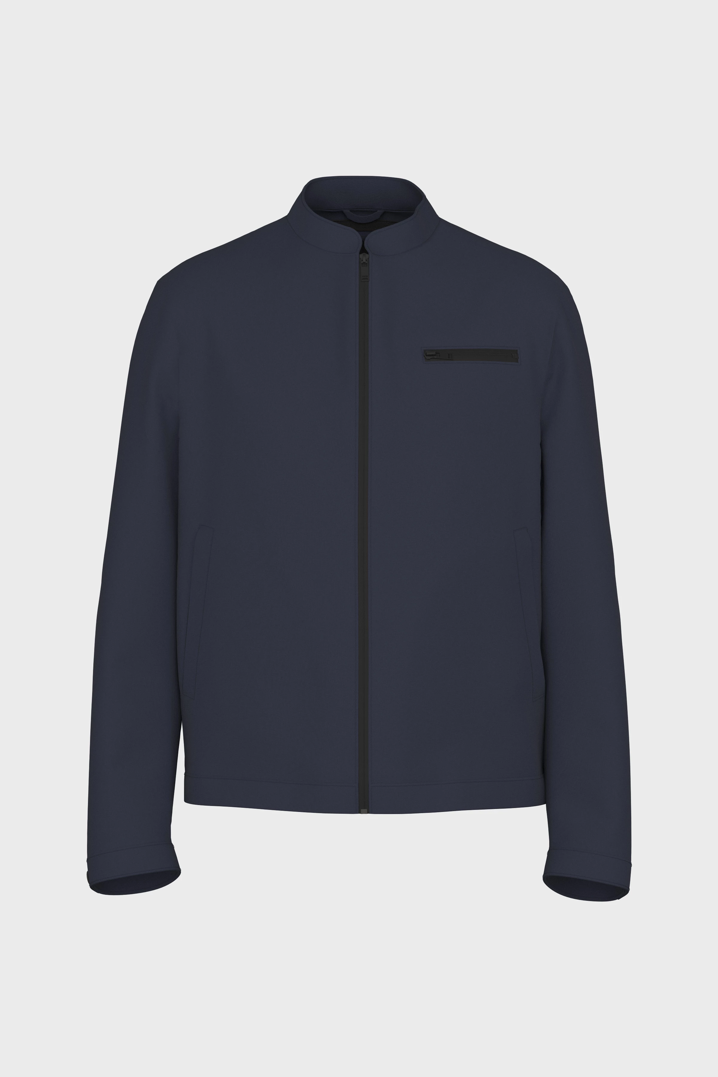 NESSO - sporty jacket with stand up collar and chest pocket - men - blue - Freisteller Frontansicht