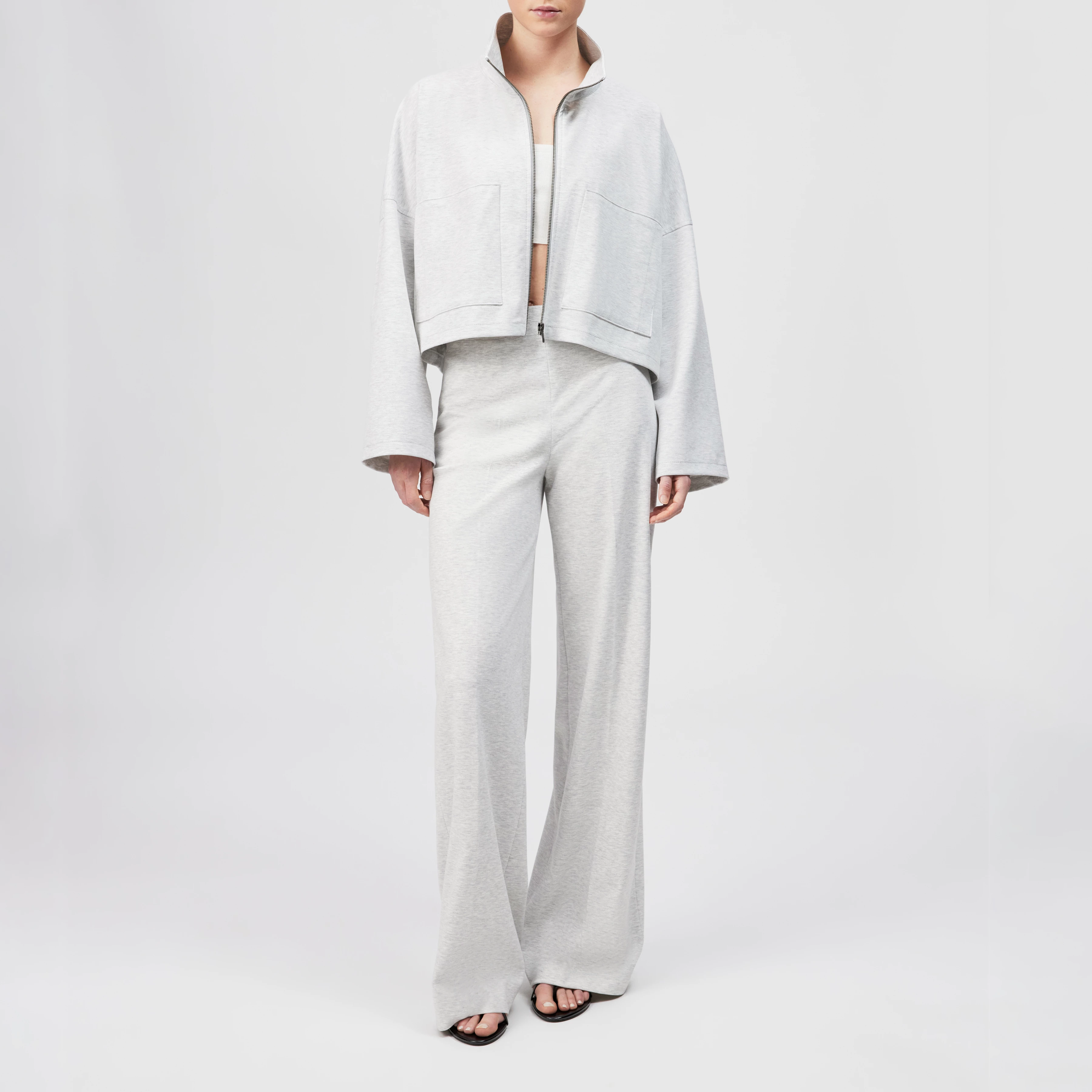 BEFORE - Patterned jersey palazzo trousers - women - grey - Ganzkörper-Frontansicht