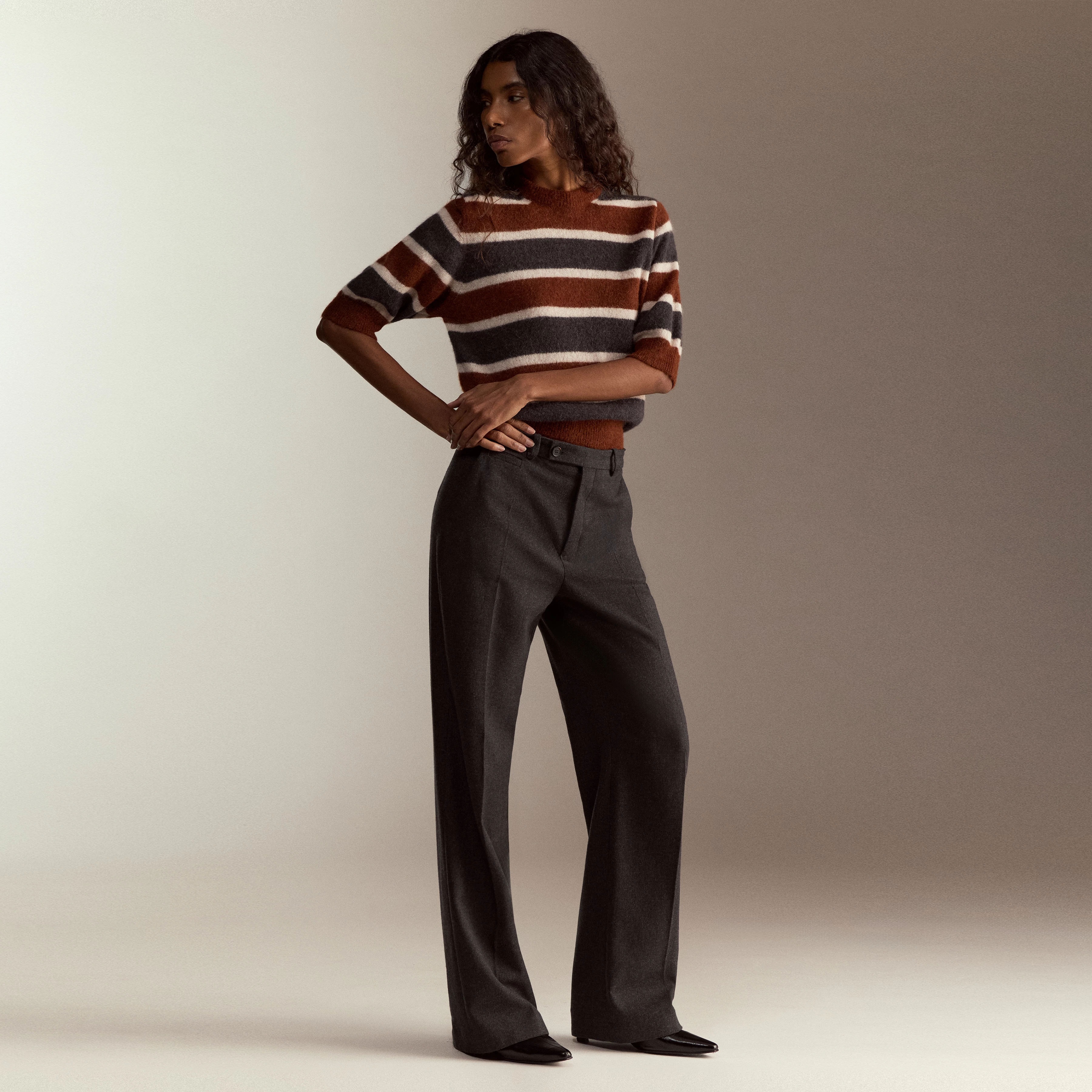 BEADLE - Regular fit trousers with a crease - women - grey