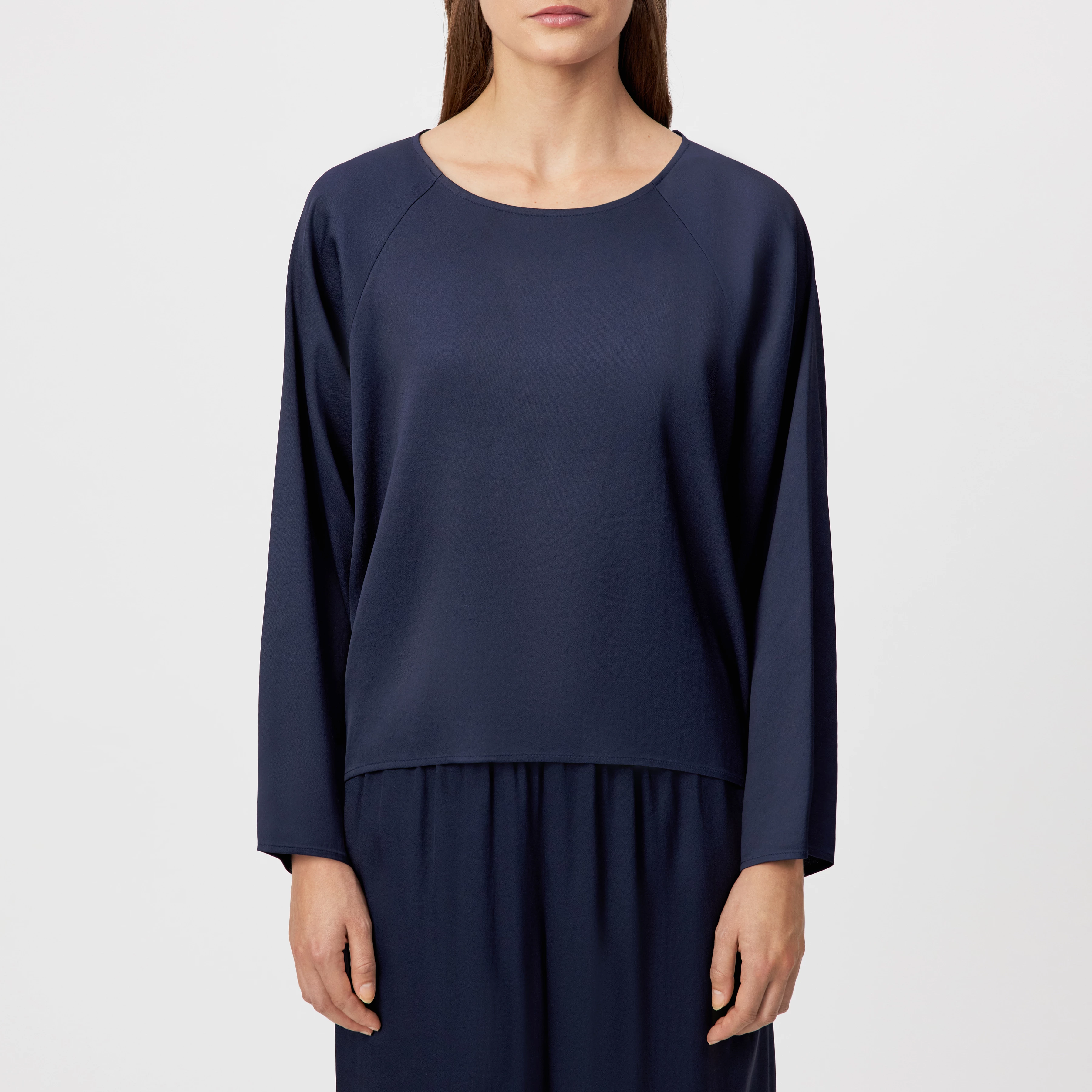 NIALINI - T-shirt blouse in satin - women - blue - Frontansicht