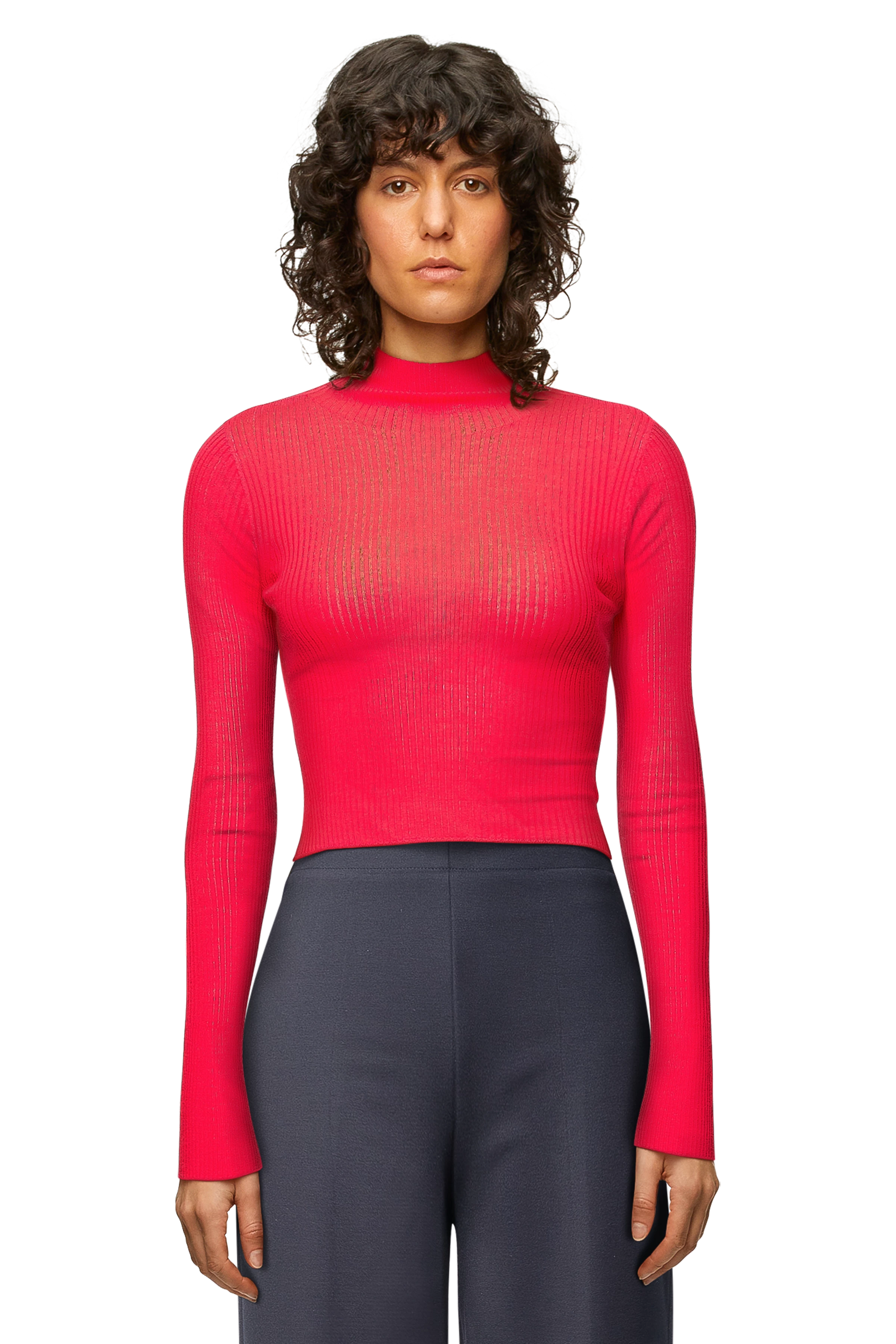 RICKA - Pull étroit en 100% laine mérinos - women - rouge - Frontansicht