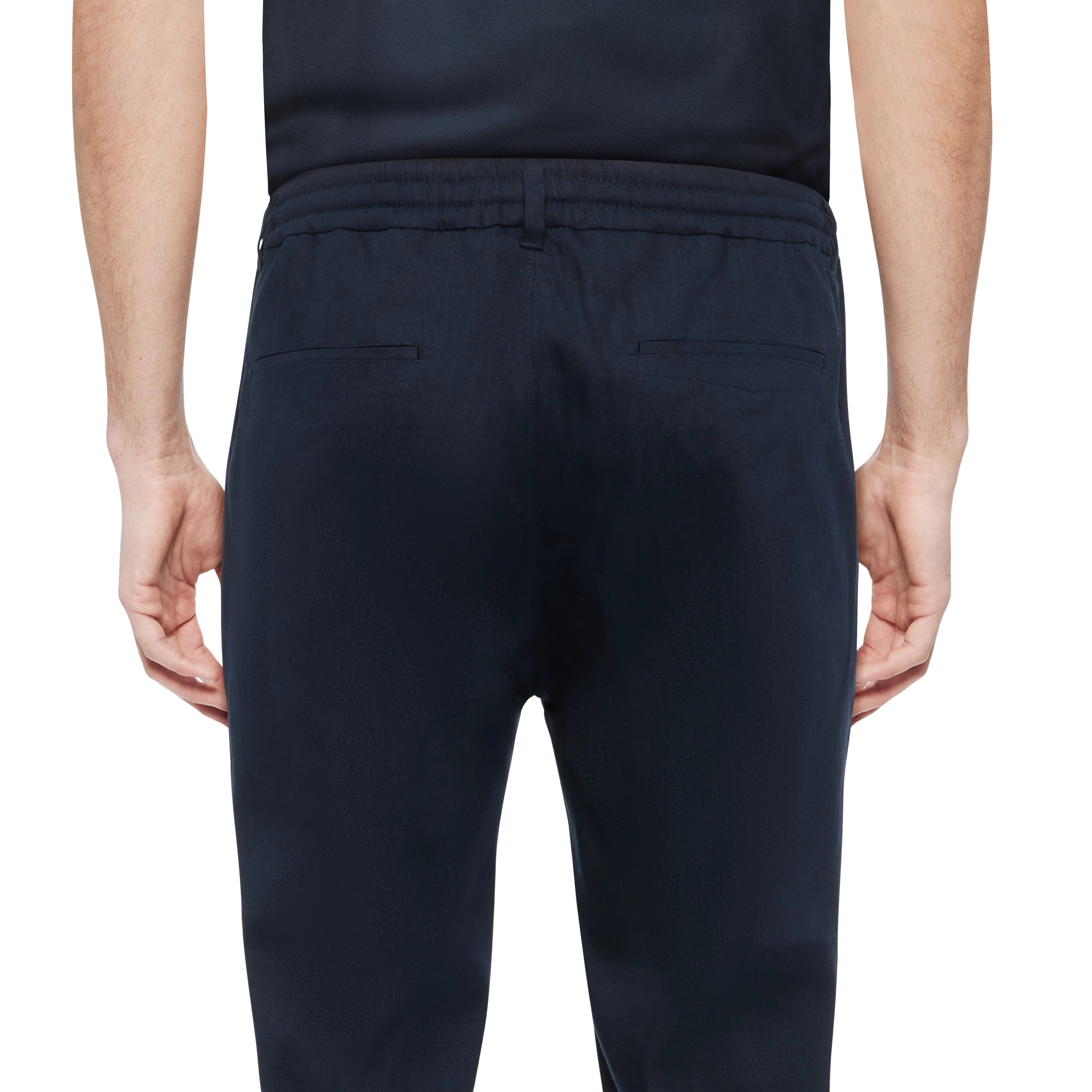 DEGER - Joggingbroek met koord in linnenmix - heren - blauw - Detailansicht am Model