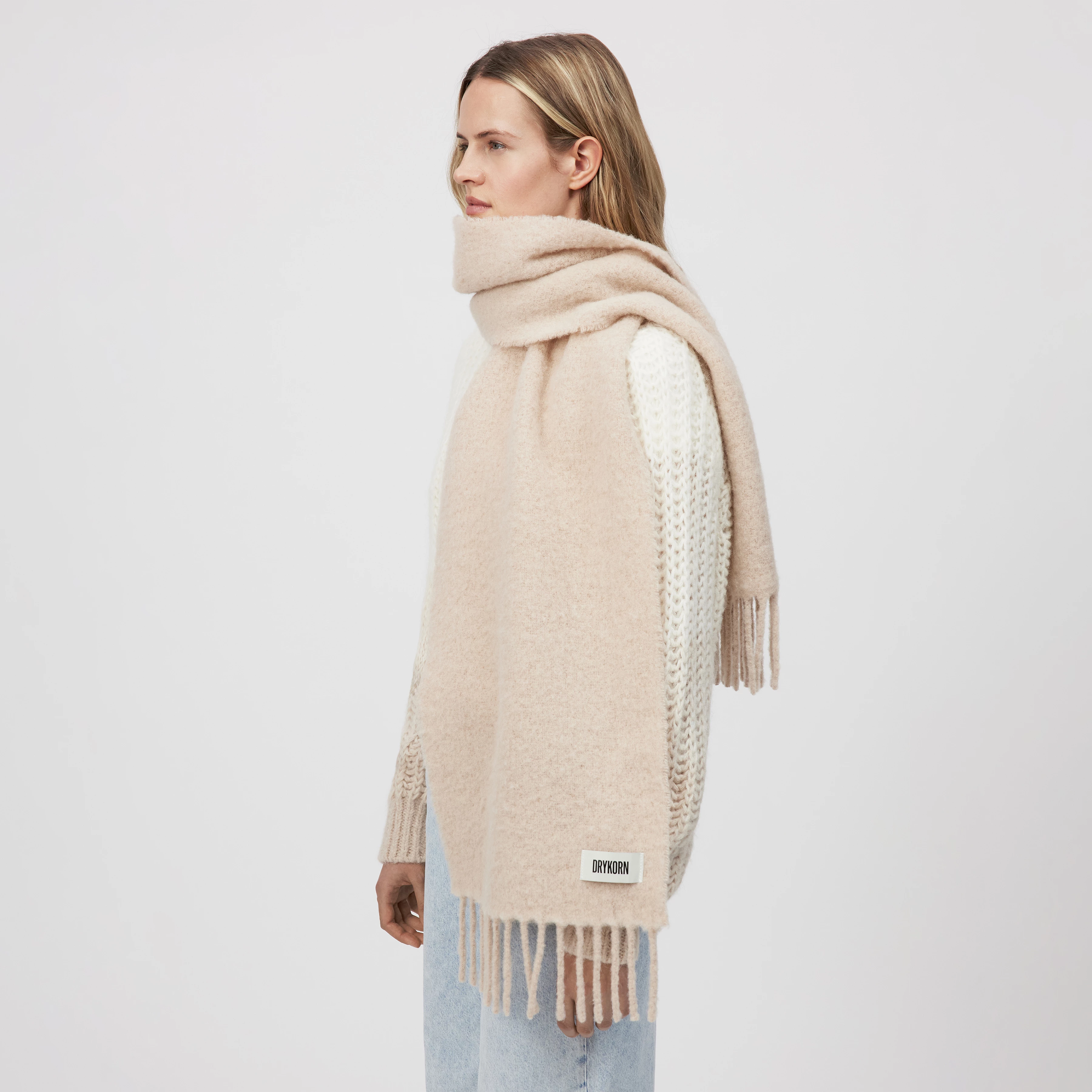 RISHA - Sjaal van luxe suri-alpacamix - unisex - off white - Ganzkörper-Frontansicht