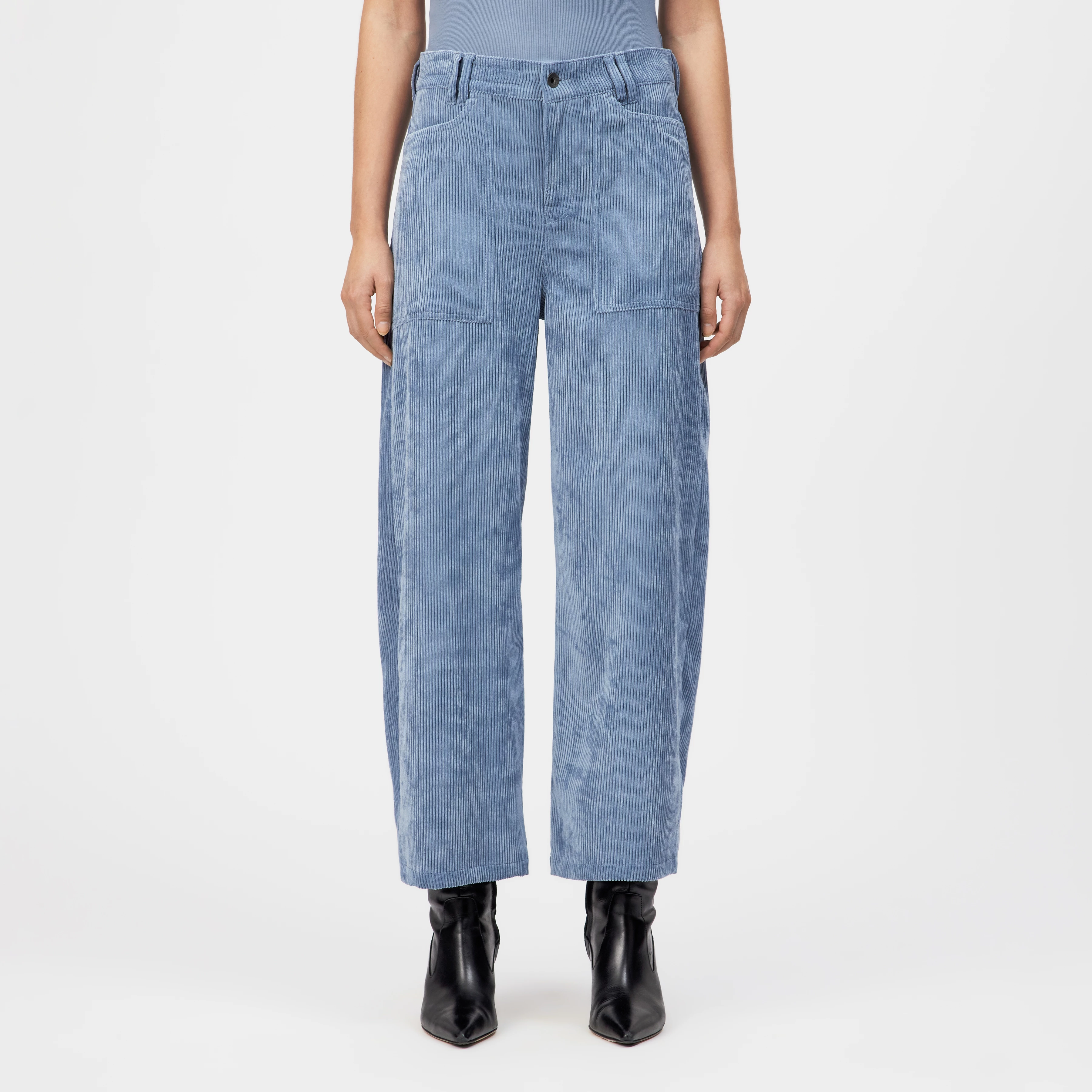 DERIVE - Mid-Waist Jeans in Cord - Damen - blau - Frontansicht
