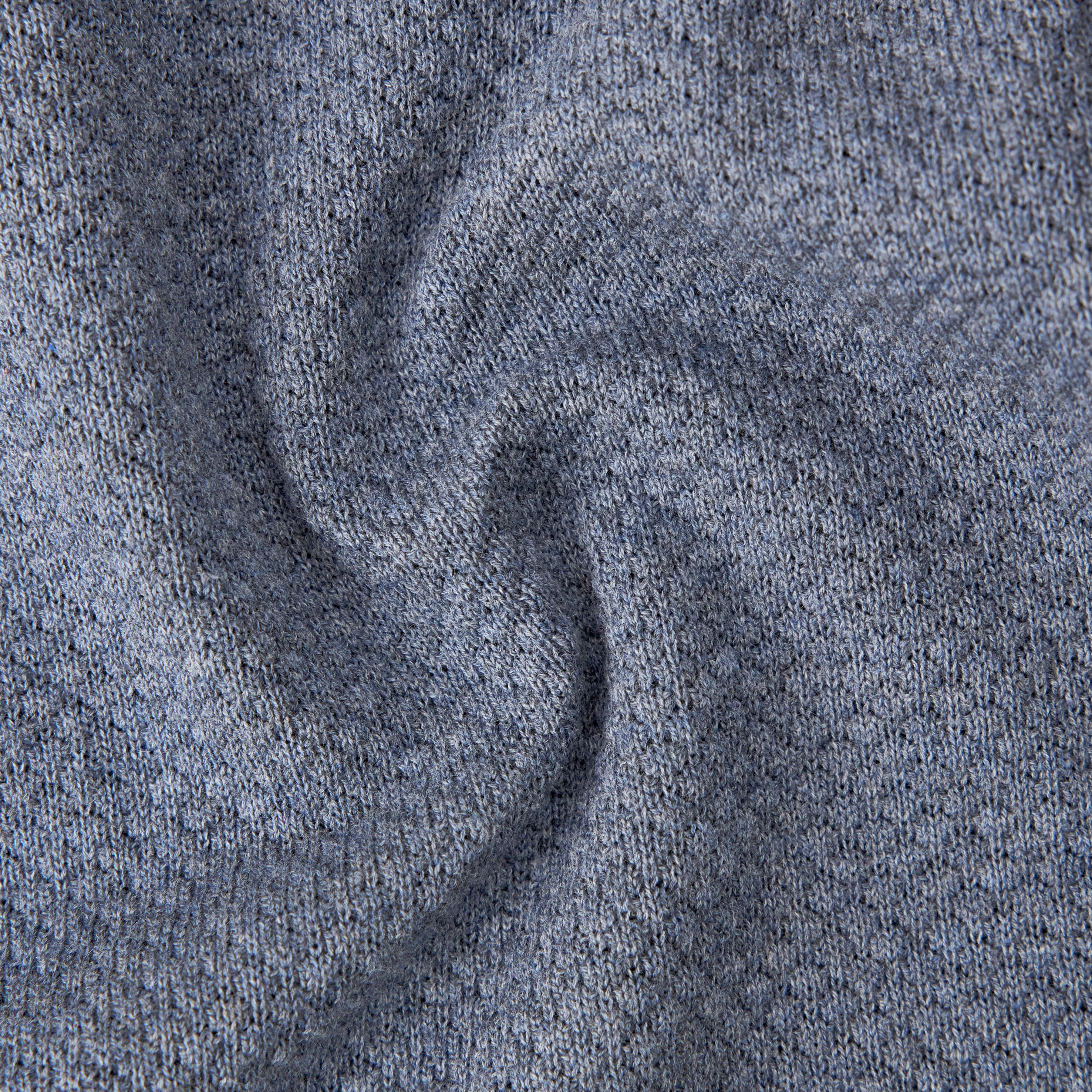 IRMINO - Longsleeve in cotton ajour - men - blue - Materialbild (B2C)