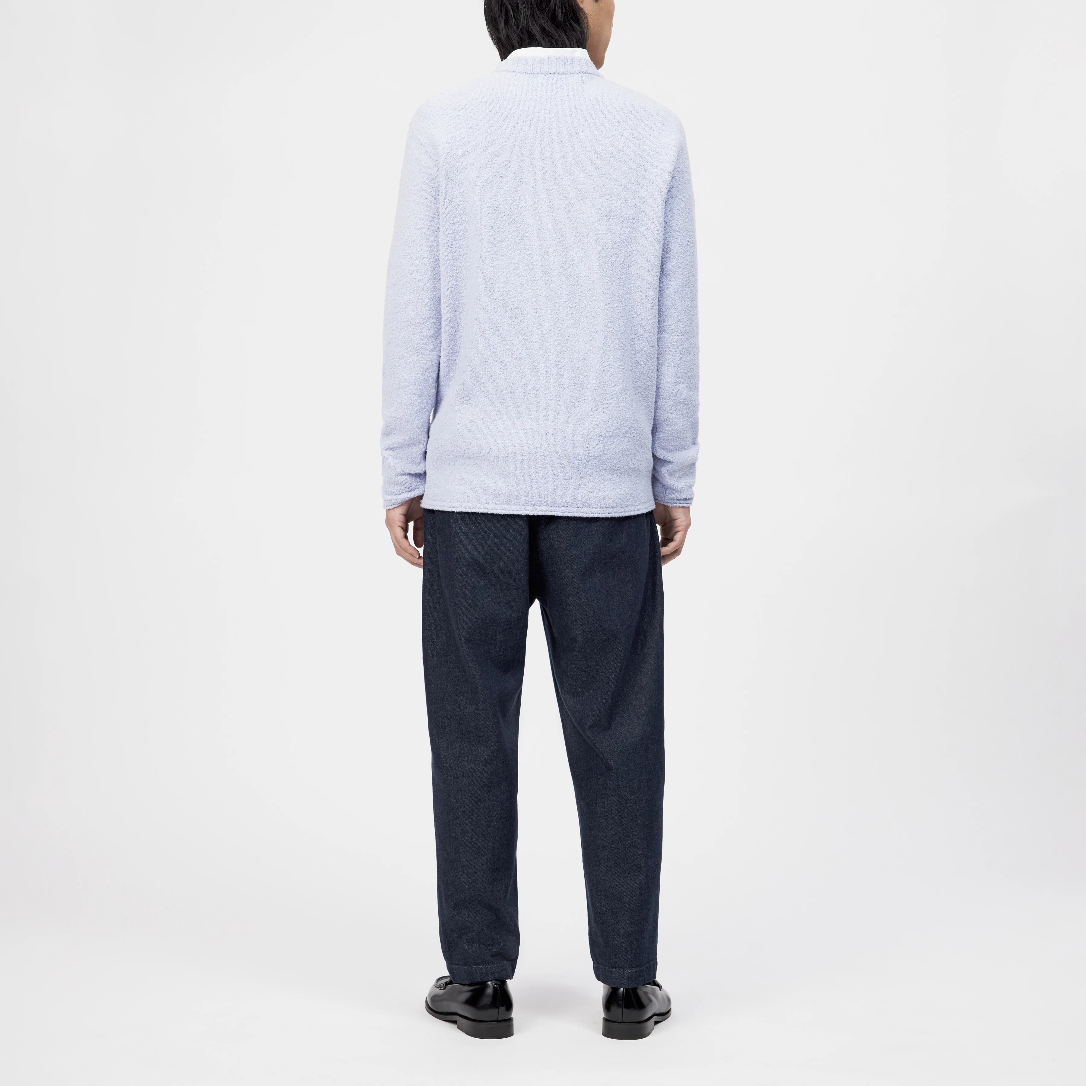 LEANDO - Rundhalspullover in Bouclé-Optik - Herren - lila - Rückansicht