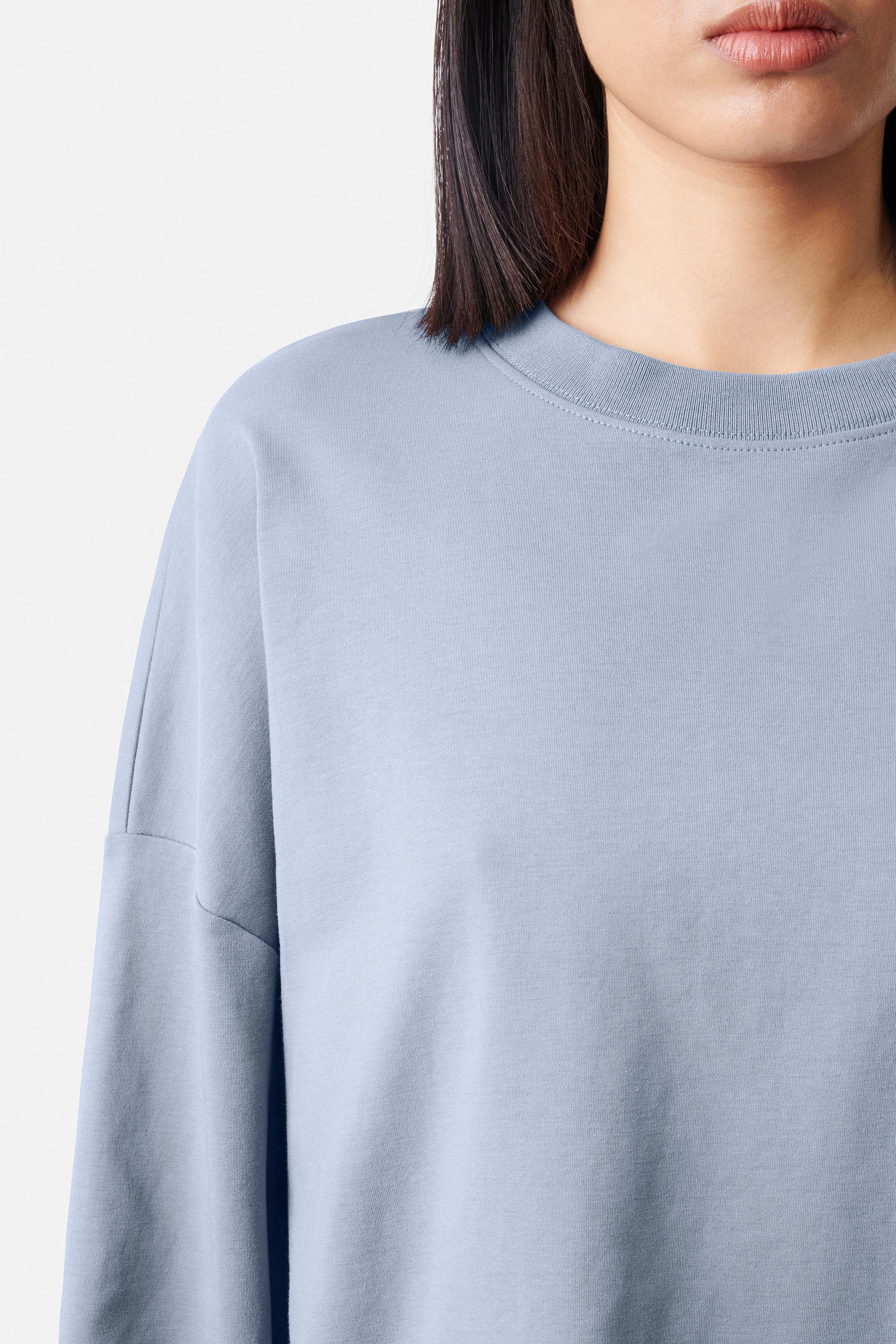 VASSANI - sweatshirt with round neck in soft organic cotton - women - blue - Seitenansicht