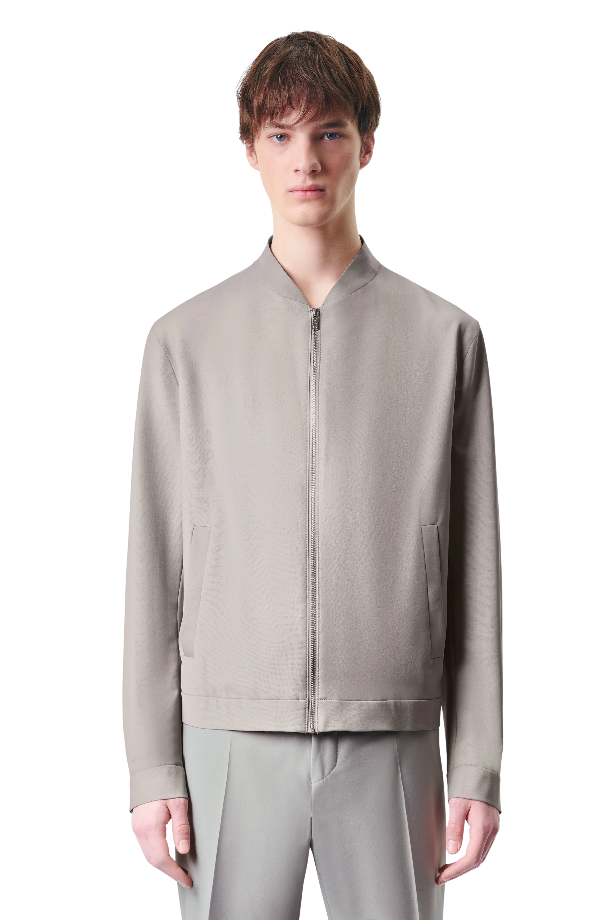 LENOA - Blouson Jacke in Bi-Stretch Woll-Mix - Herren - beige - Frontansicht
