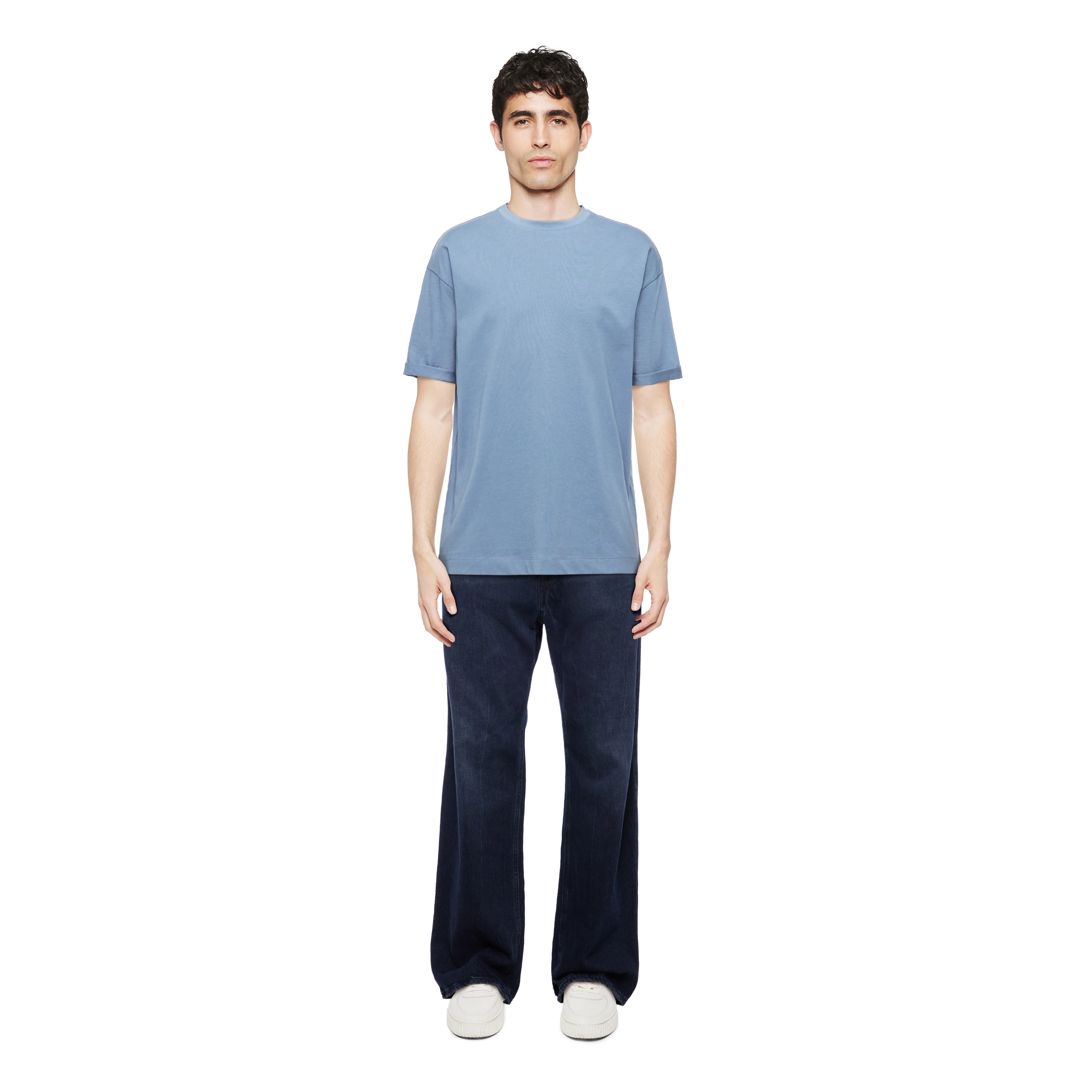 THILO - Relaxed fit T-Shirt in reiner Baumwolle - Herren - blau - Ganzkörper-Frontansicht