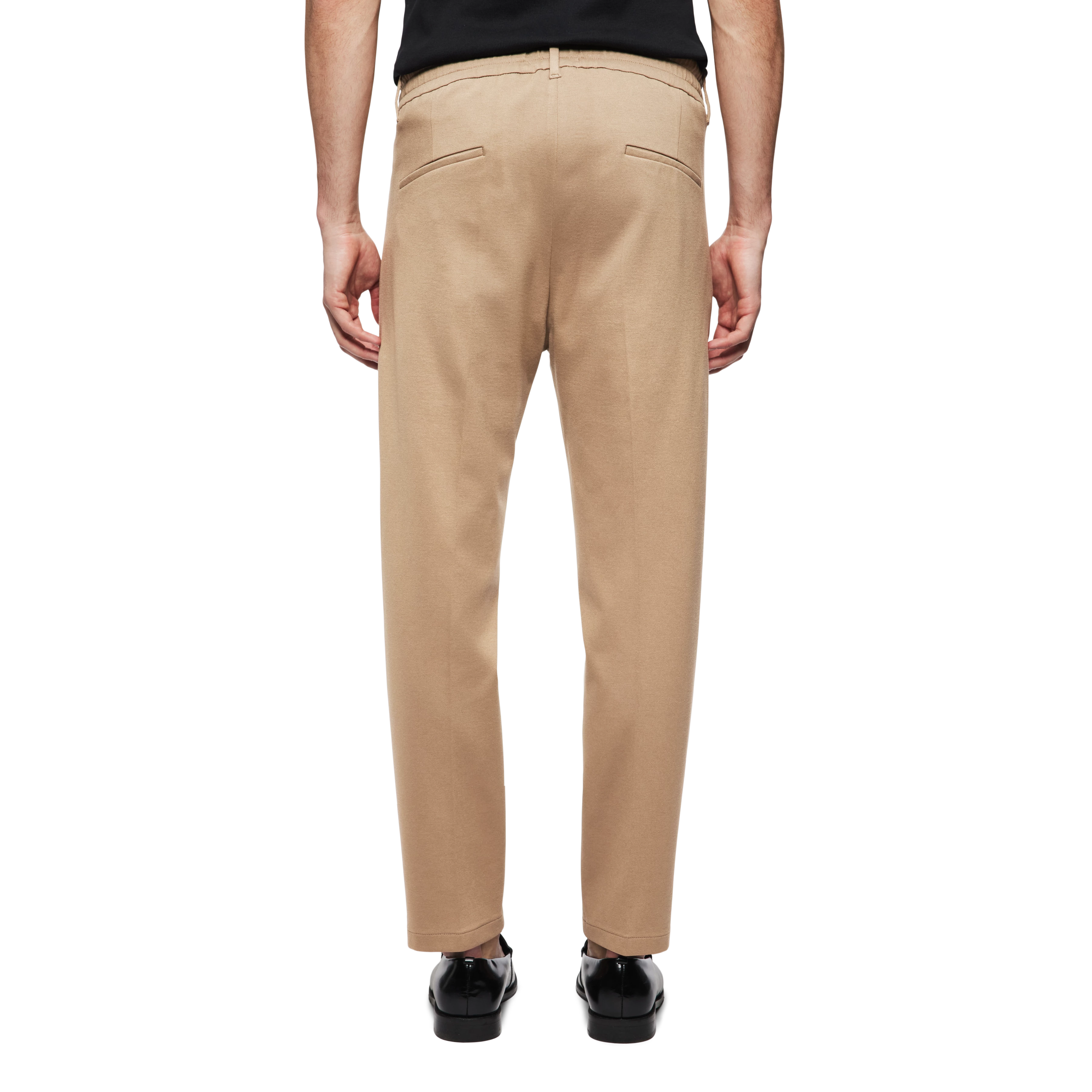 CHASY - Casual broek met plooi in jersey - heren - bruin - Rückansicht