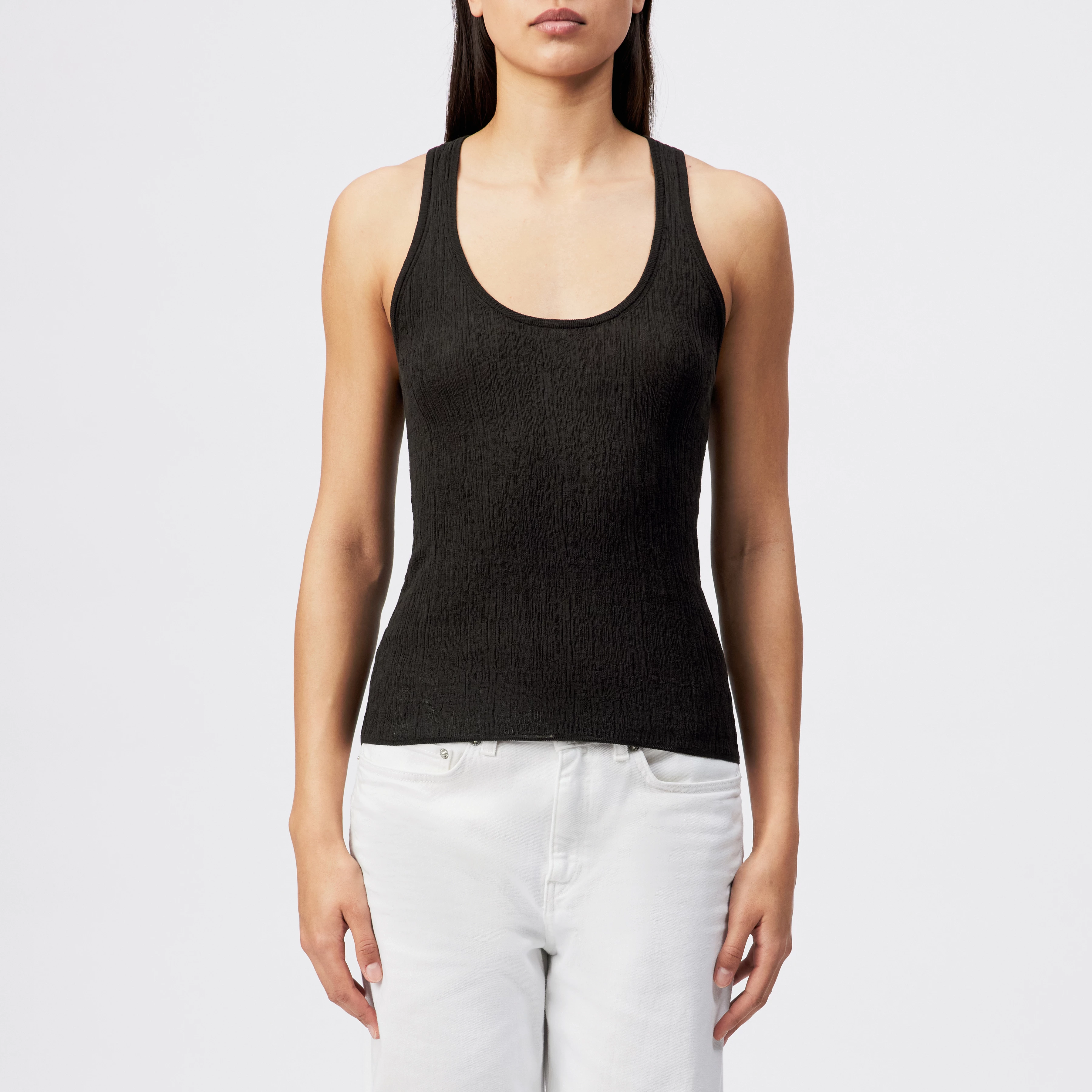 JIMA - Tanktop met ronde hals in zuiver katoen - dames - bruin - Frontansicht