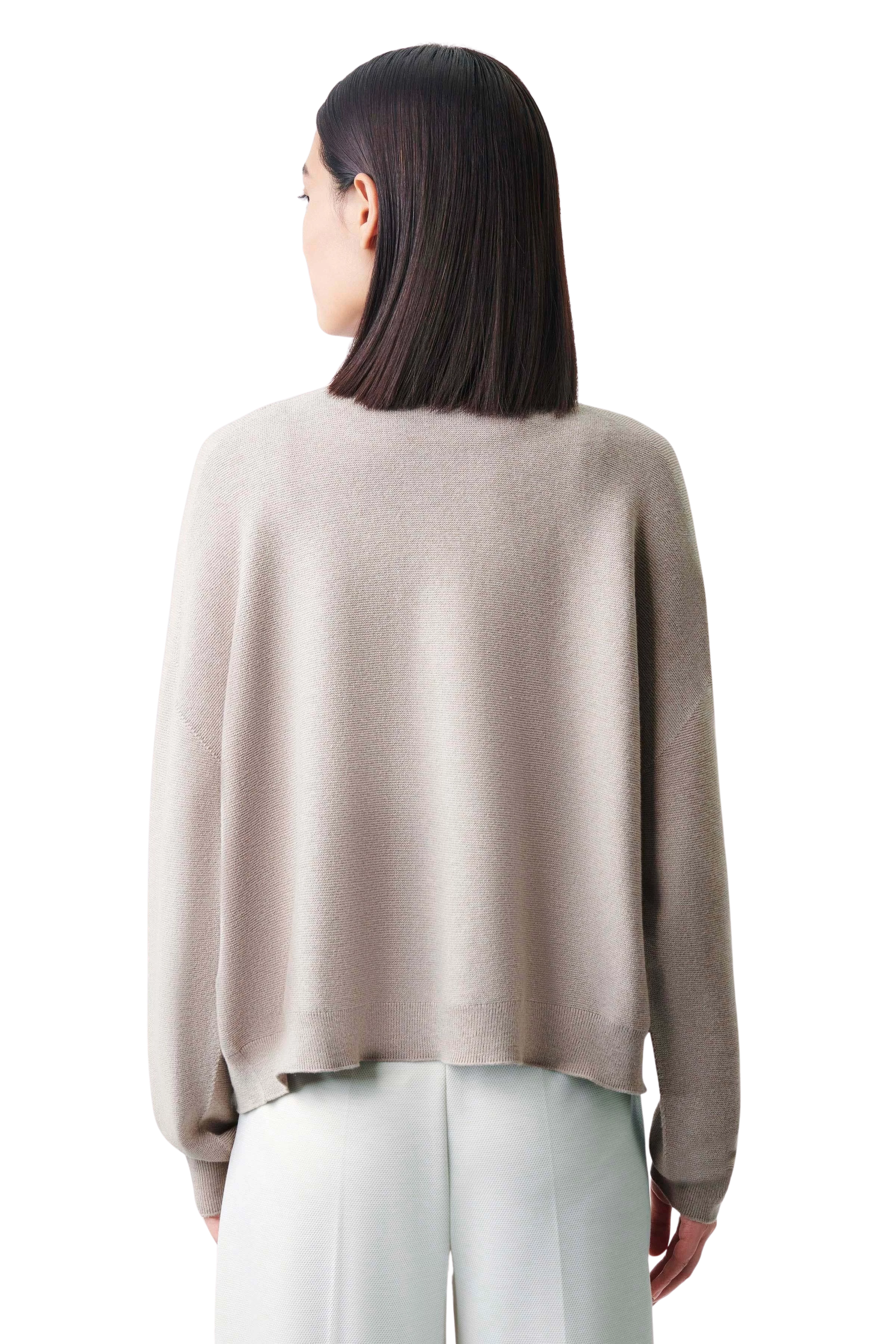 MIRALA - lässige Strickjacke in Baumwoll-Kaschmir - Damen - beige - Rückansicht