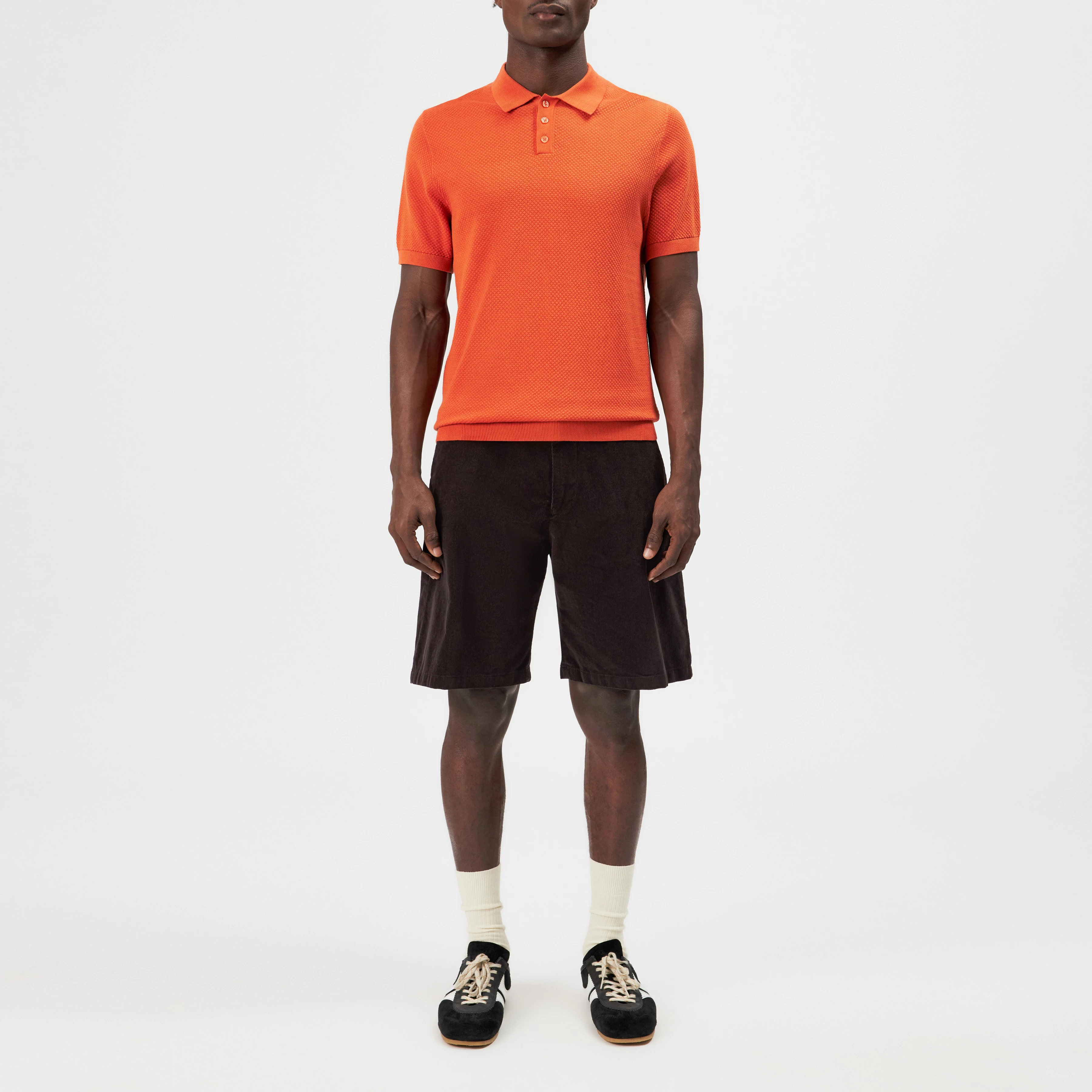 TRITON - Polo shirt in cotton - men - orange - Ganzkörper-Frontansicht