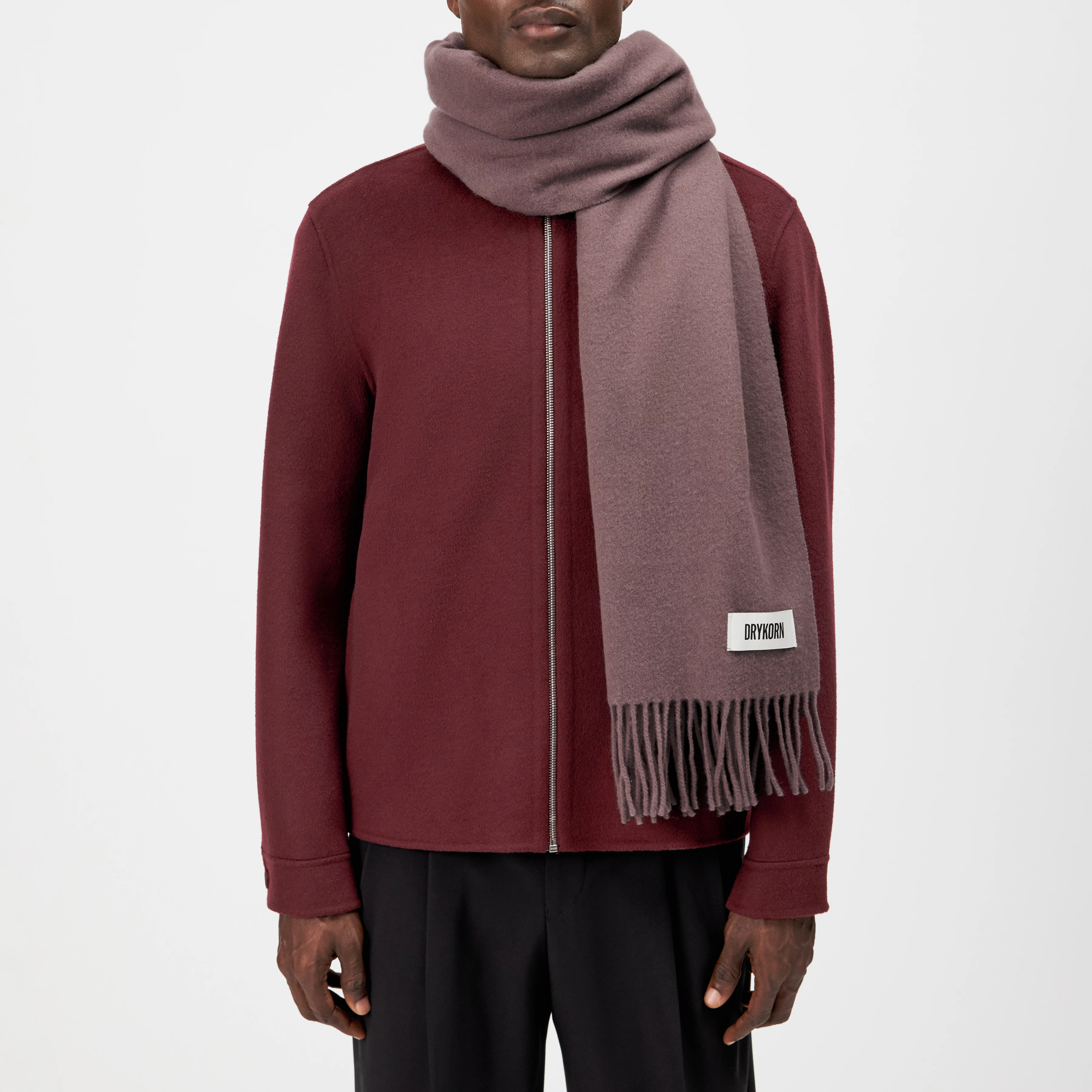 GAZE_4 - Schal in Wolltwill - Unisex - rot - Rückansicht