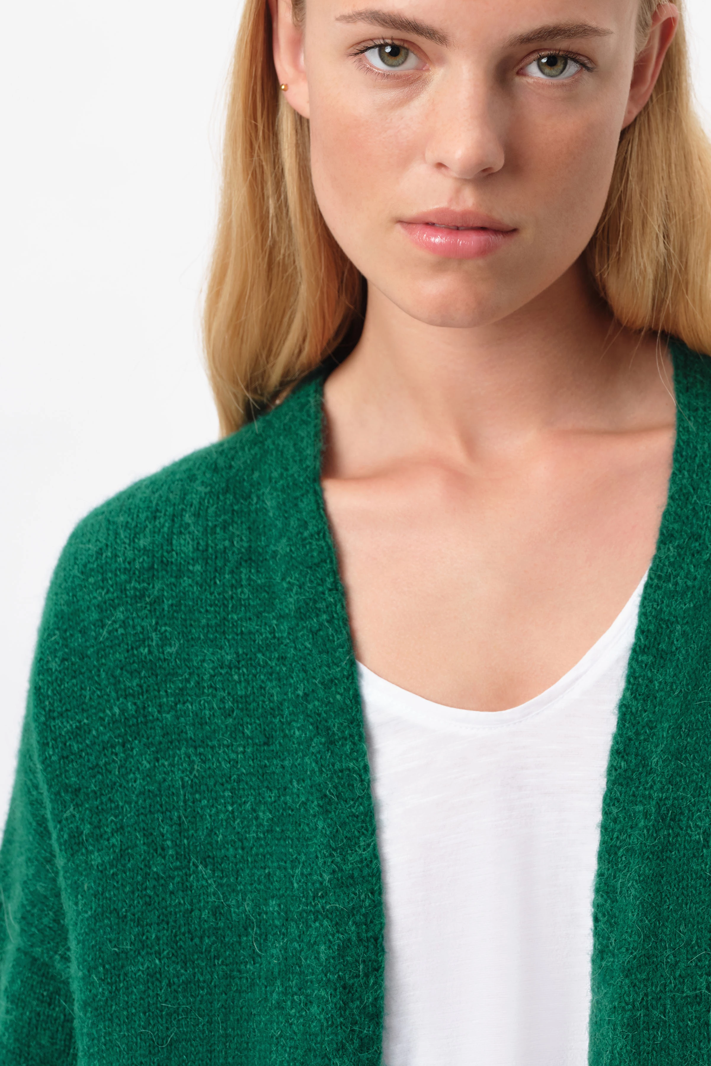 MIRALA - Strickjacke in Alpaka-Mix - Damen - grün - Seitenansicht