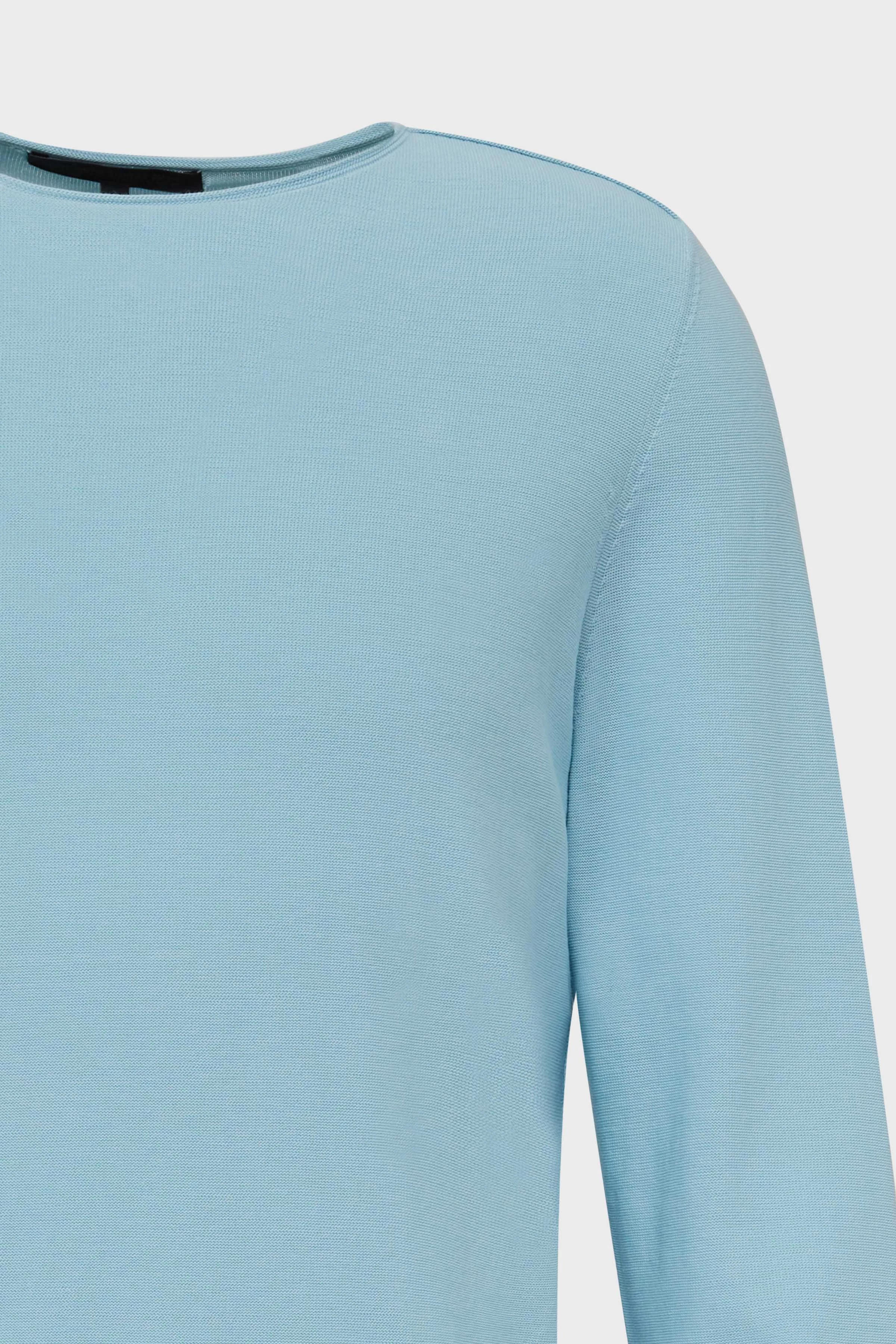 RIK - Sweater with rolled edges in pure cotton - men - blue - Freisteller Detailansicht