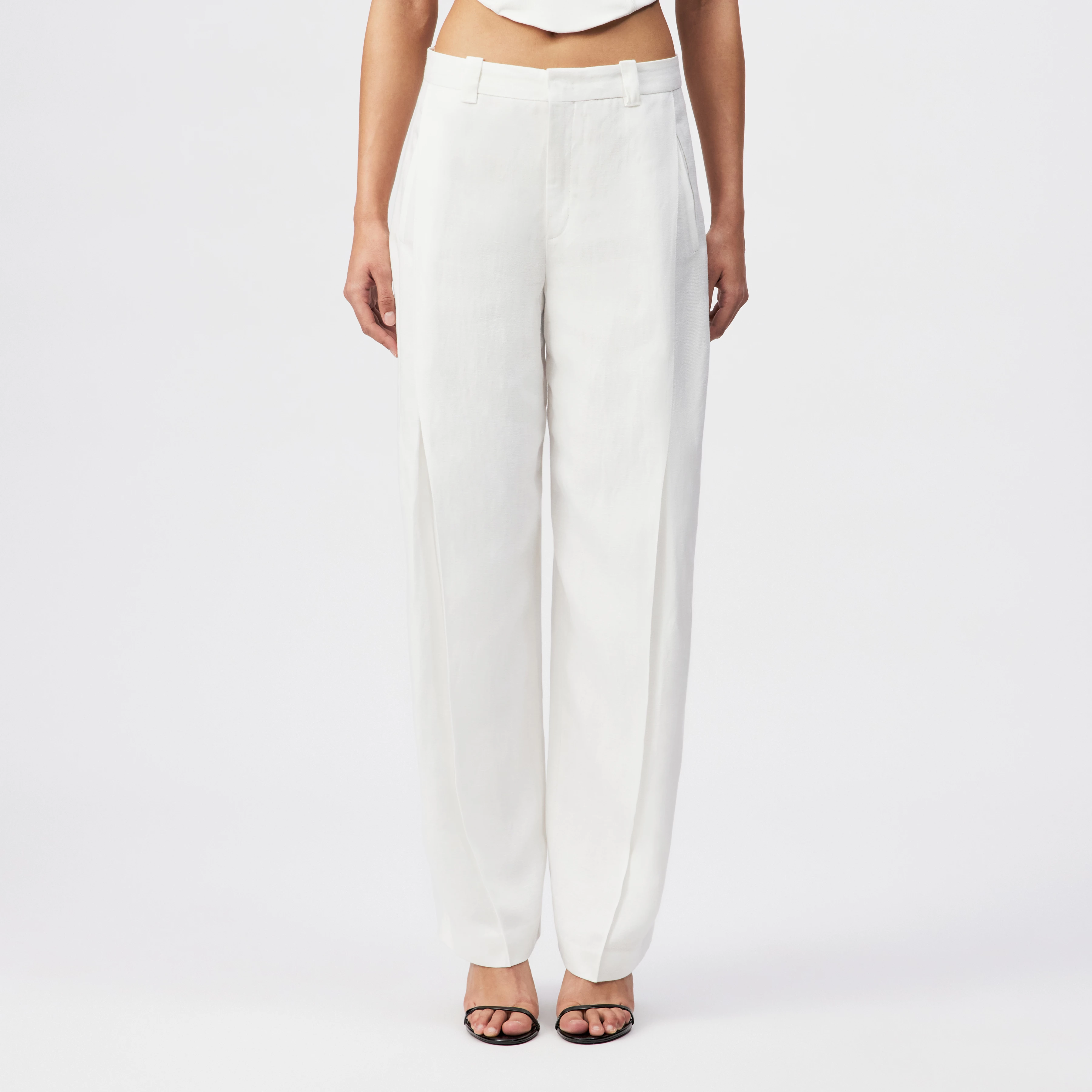 UNPACK - Leinenhose in fließendem Twill - Damen - off white - Frontansicht