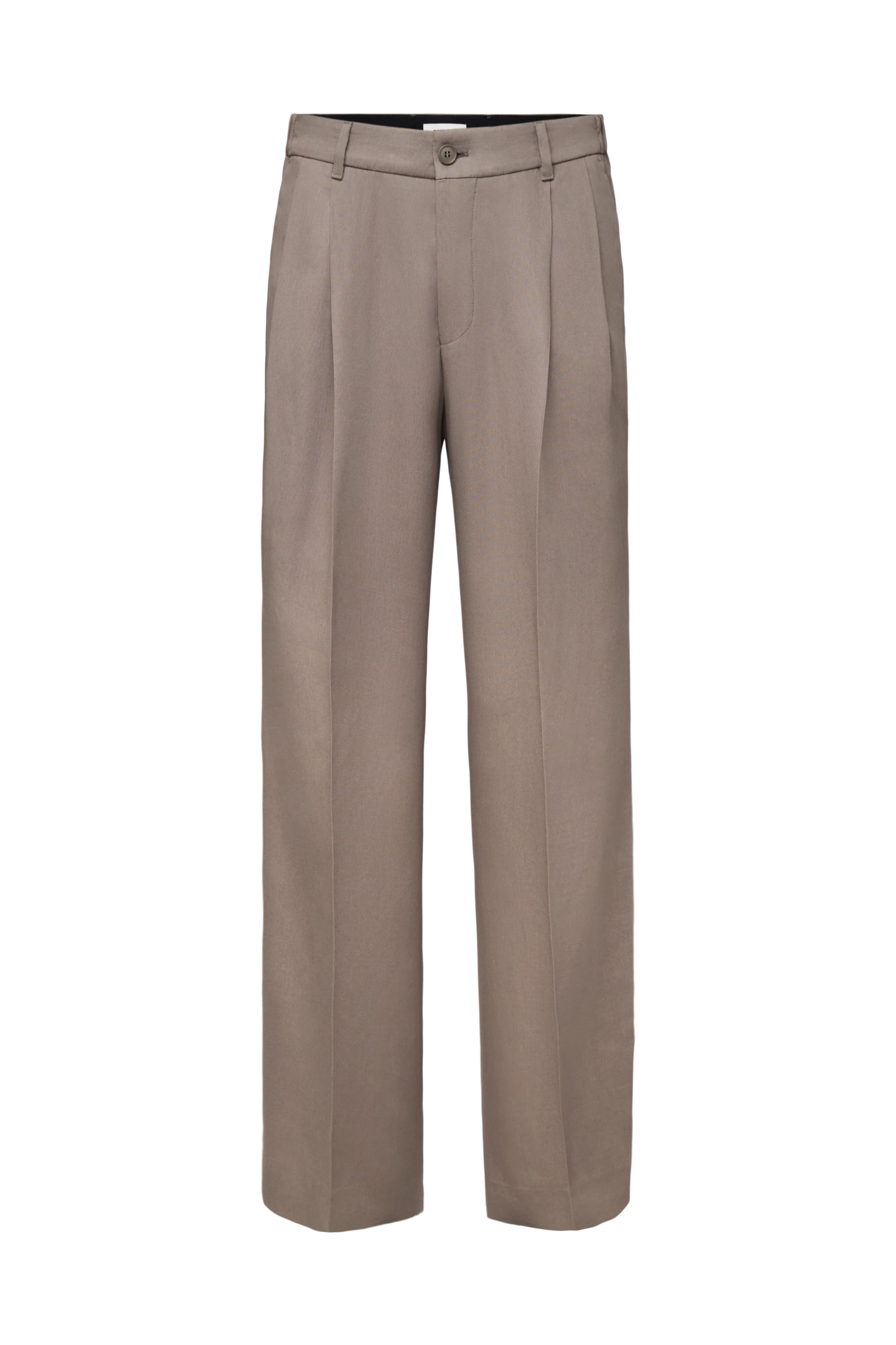 LEEK_WIDE - Relaxed Fit Bundfaltenhose aus reinem Lyocell-Twill - Herren - braun - Freisteller Frontansicht