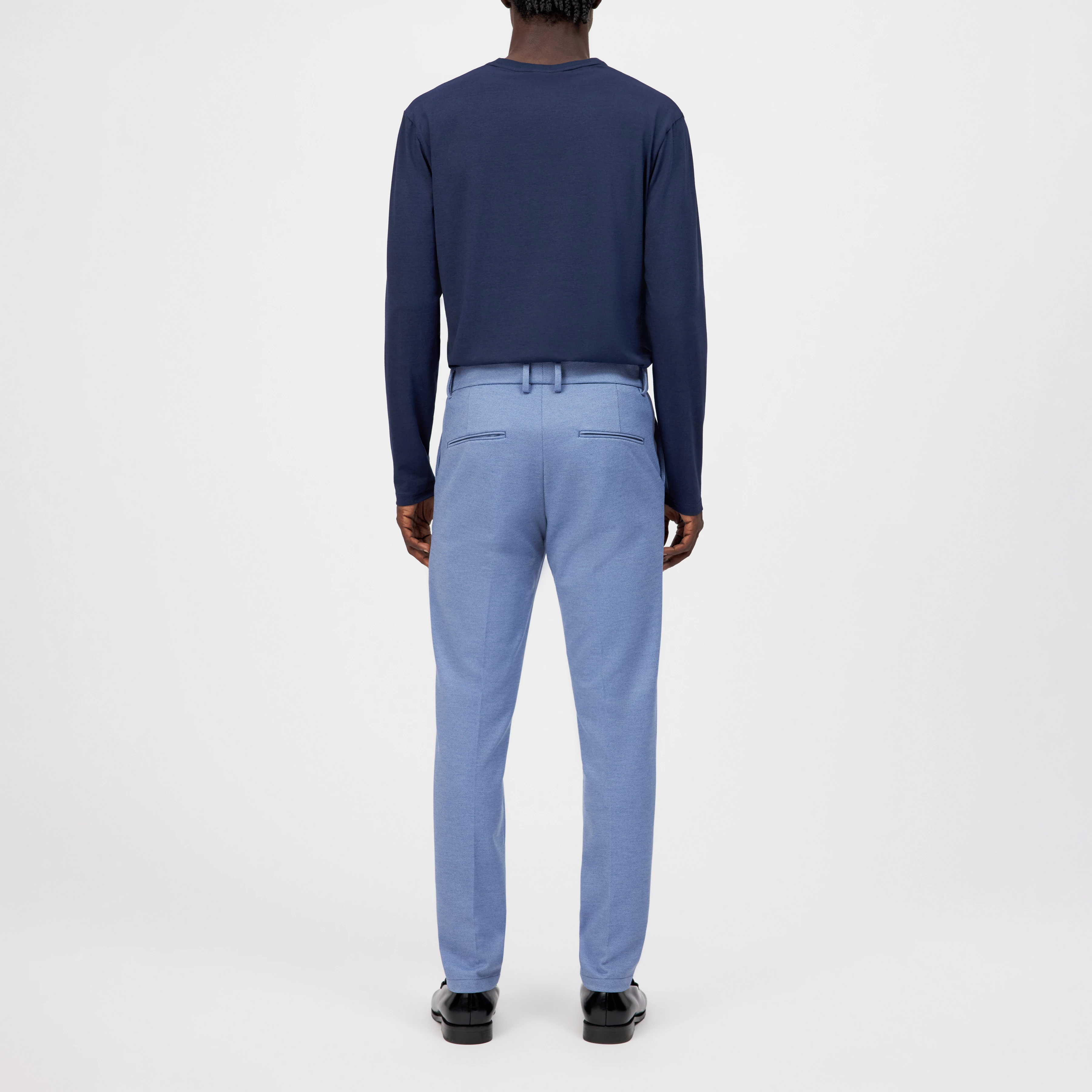 AJEND_SK - Ready-made slim fit trousers in jersey - men - blue - Rückansicht