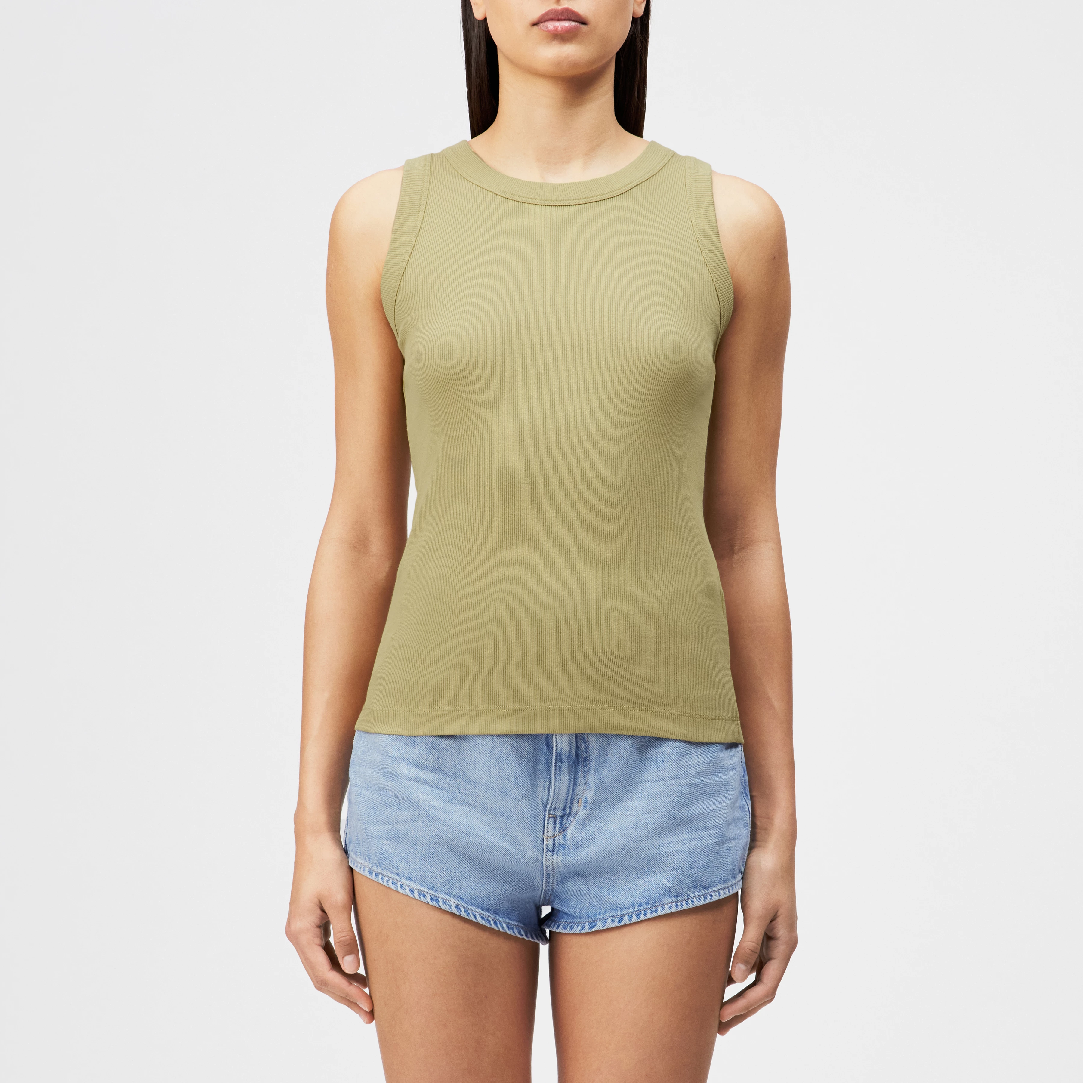 OLINA - Tanktop mit Rundhals in reiner Baumwolle - Damen - beige - Frontansicht