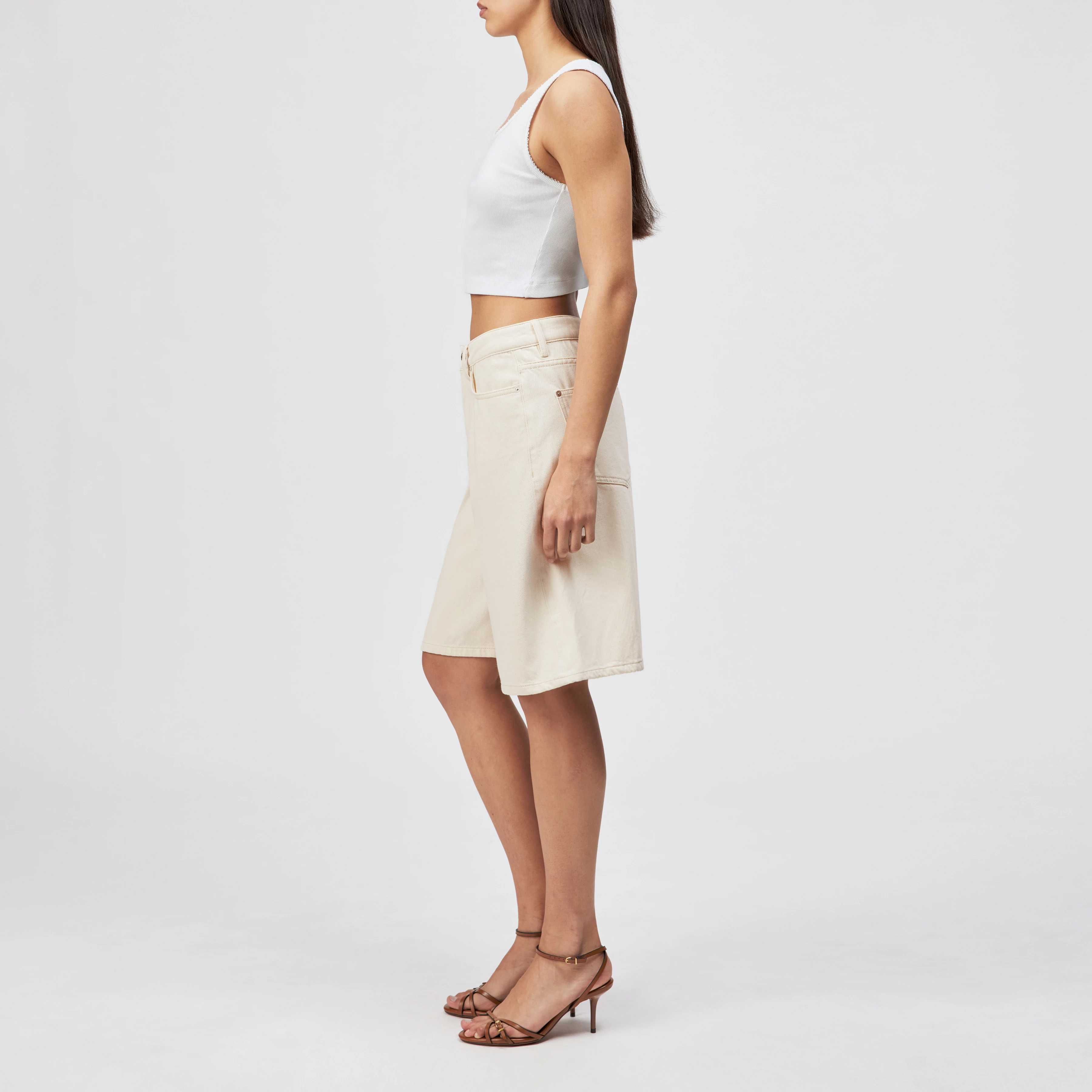 NONE - Bermuda Denim Shorts - women - metal - Seitenansicht