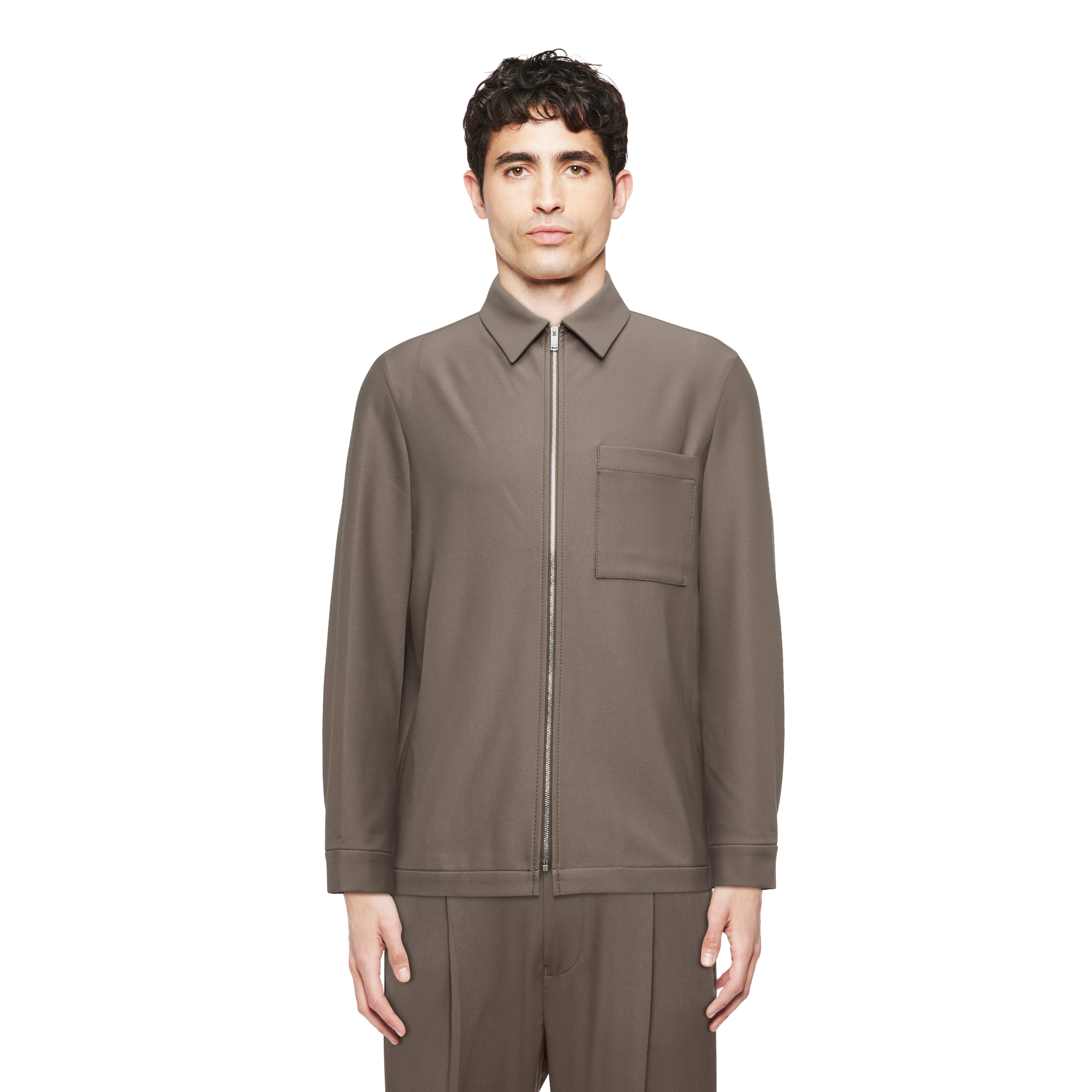NIKANO - Shirt jacket in heavy satin - men - green - Frontansicht