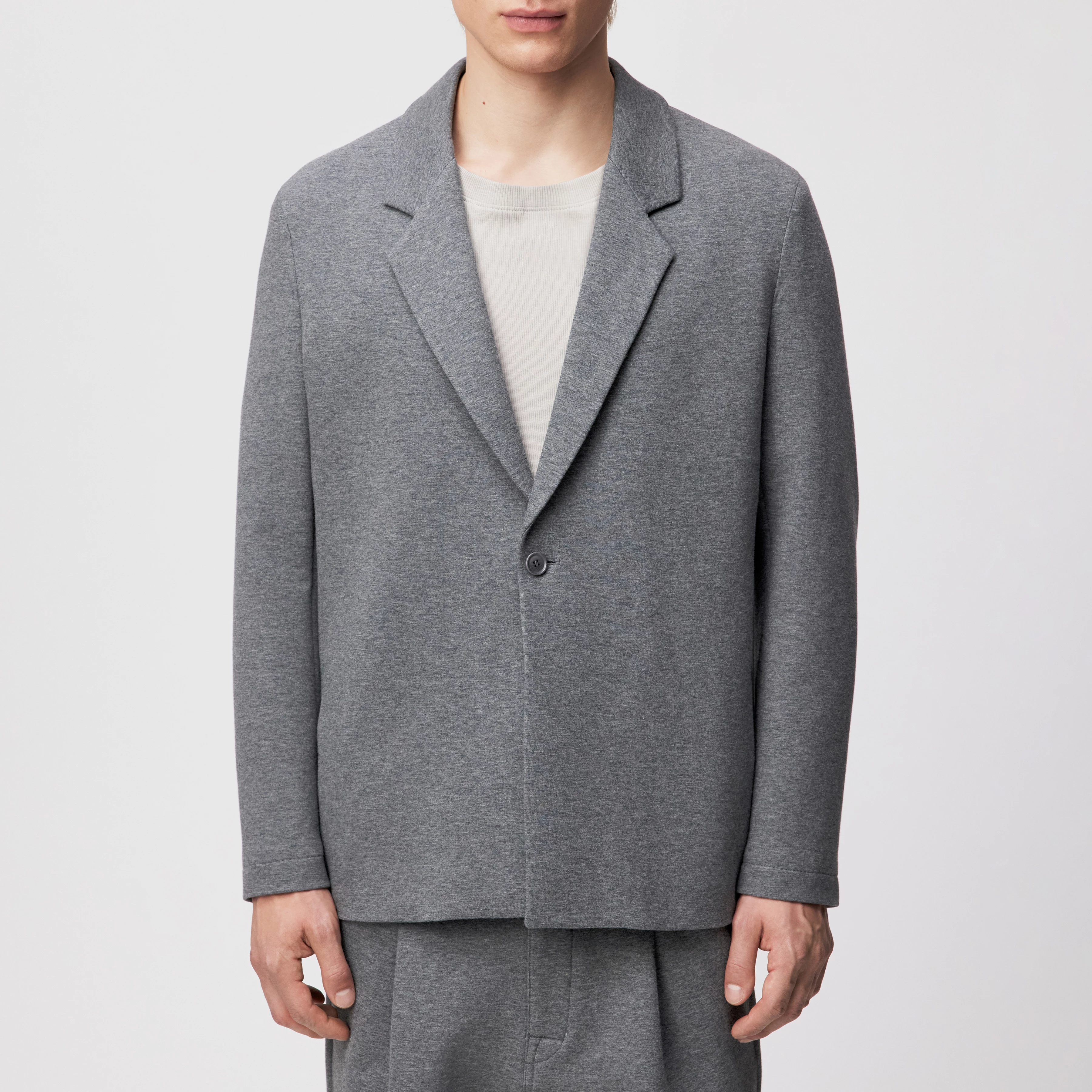 NOLEN - Einknopf-Sakko in Jersey - Herren - grau - Frontansicht