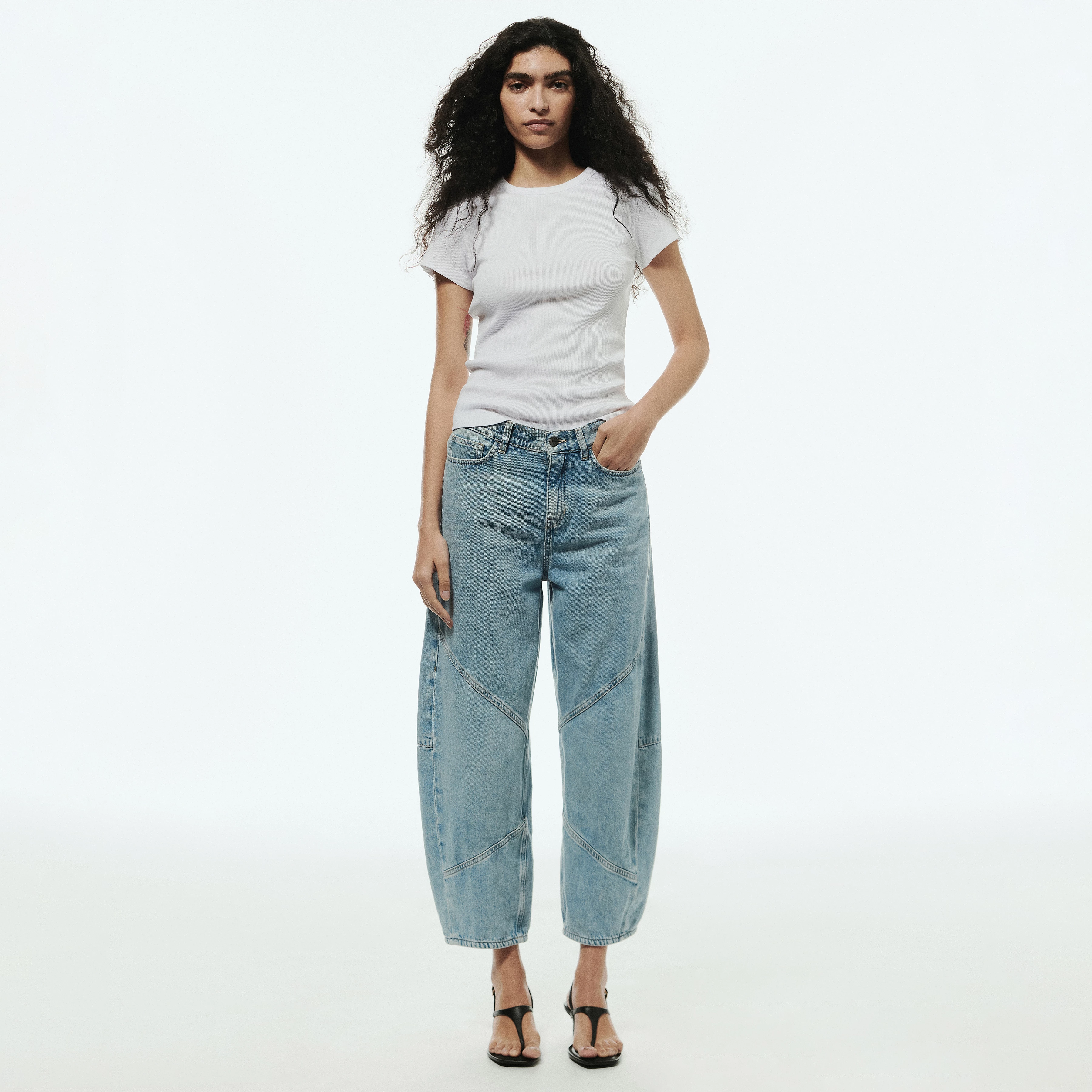 SWORE - Light-blue denim 5-pocket jeans - women - blue