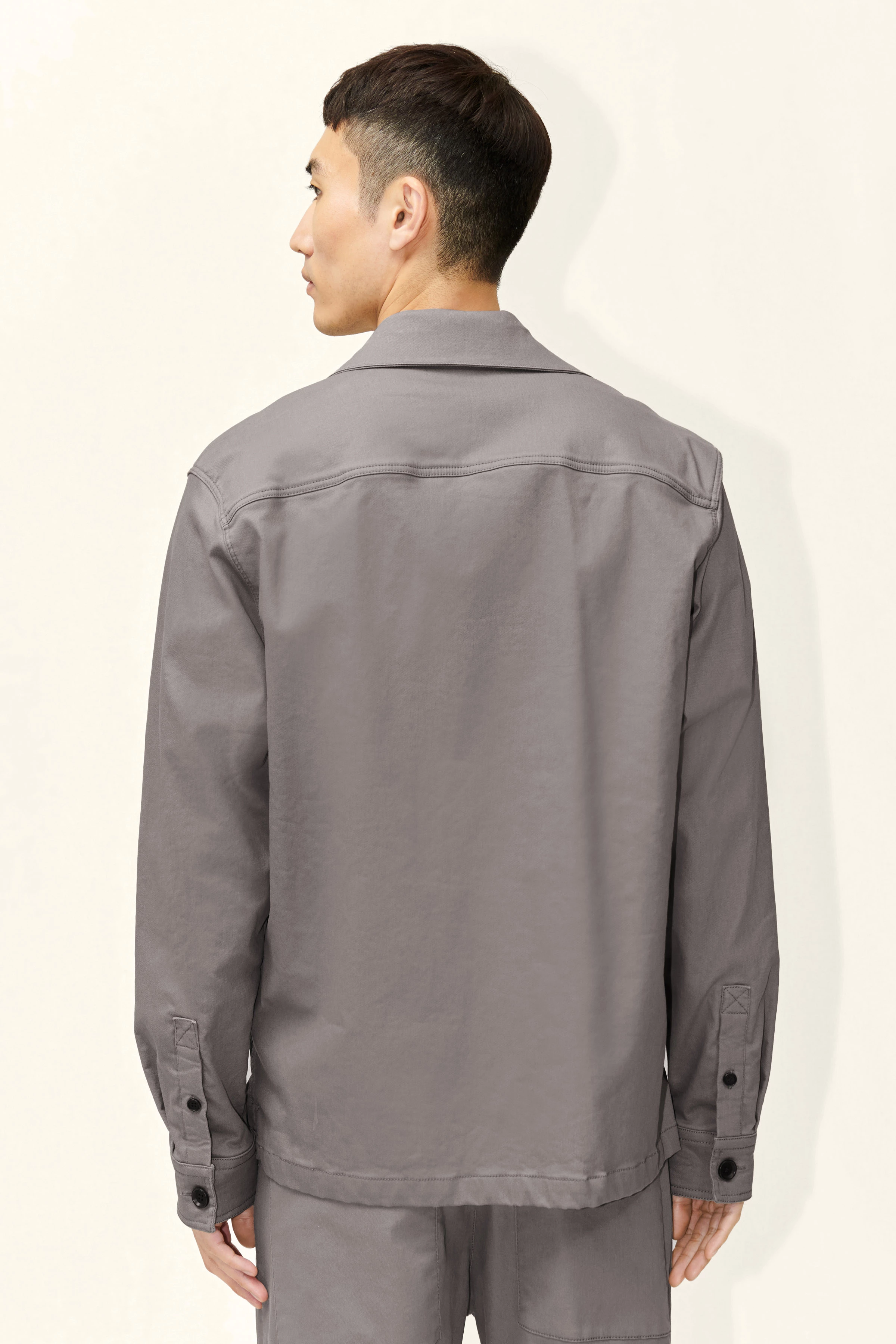 STOGE - Casual shirt in leather look - men - grey - Rückansicht
